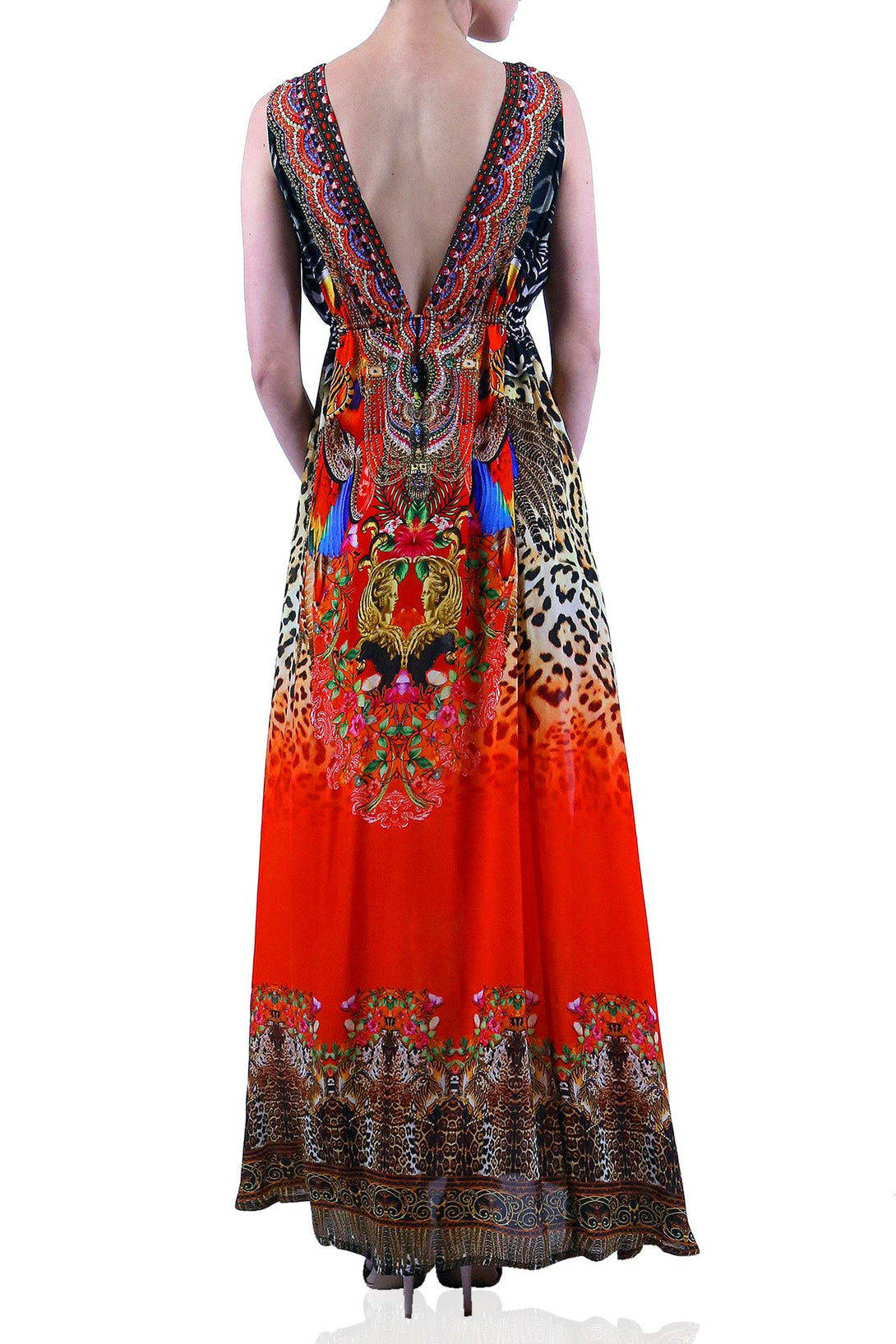  orange summer maxi dress, summer maxi dresses for women, plunging v neck formal dress, Shahida Parides,