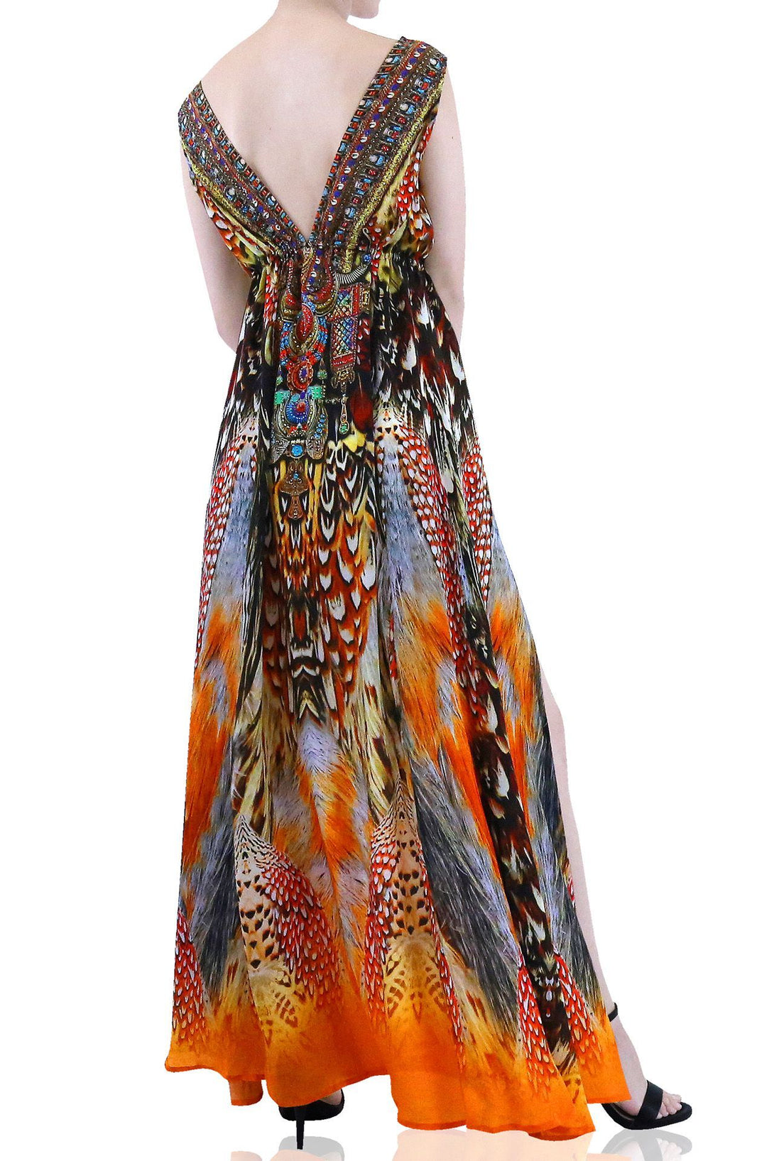  womens orange maxi dress, flowy maxi dress, long formal dresses, long dresses for women, Shahida Parides,