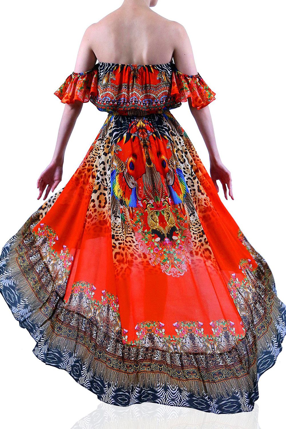 floor length orange dress, Shahida Parides, long dresses for women, flowy maxi dress, Shahida Parides,