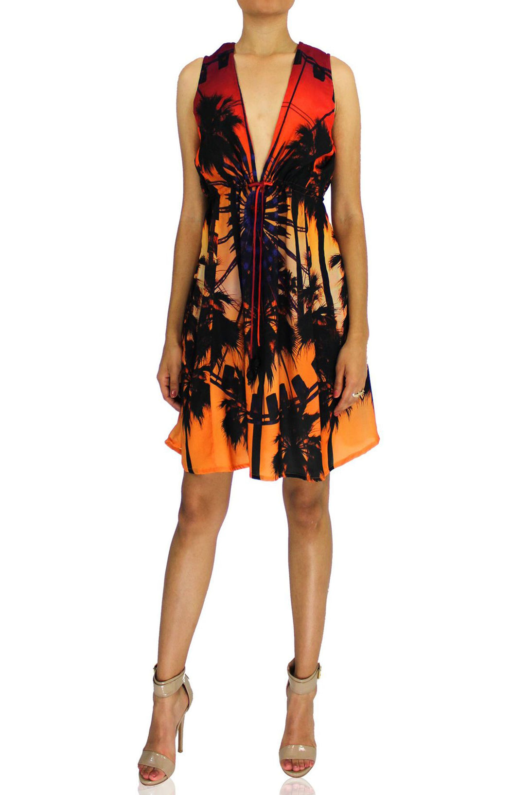  short dress orange, short sleeveless summer dresses,Shahida Parides, mini frock for women,