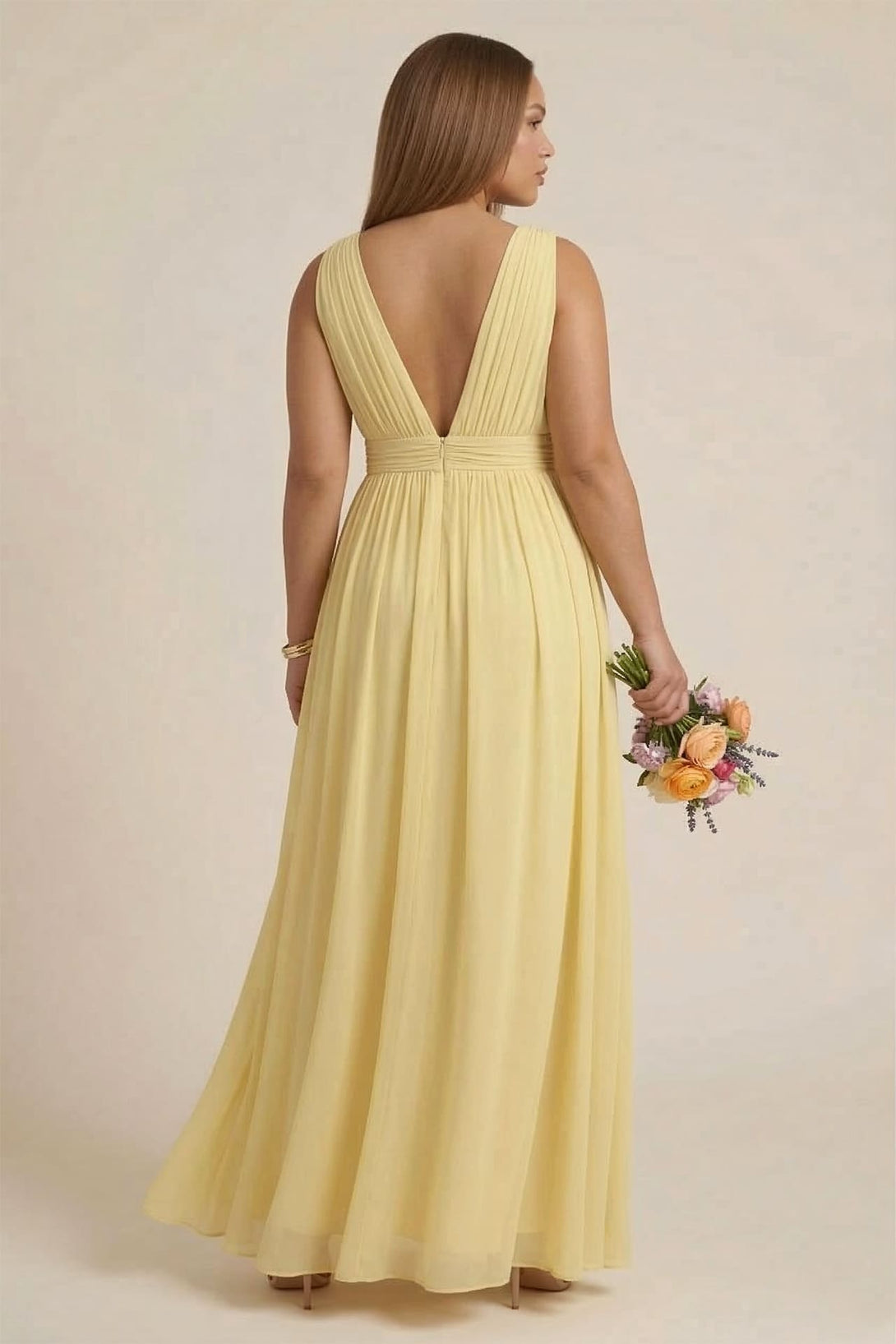 S / With Slit Butter Yellow Heaven Lightweight Chiffon Maxi Dress by Shahsi S / With Slit Butter Yellow Heaven Lightweight Chiffon Maxi Dress by Shahsi