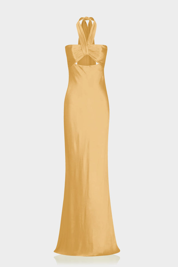 Butterscotch Satin Bridesmaid Dress