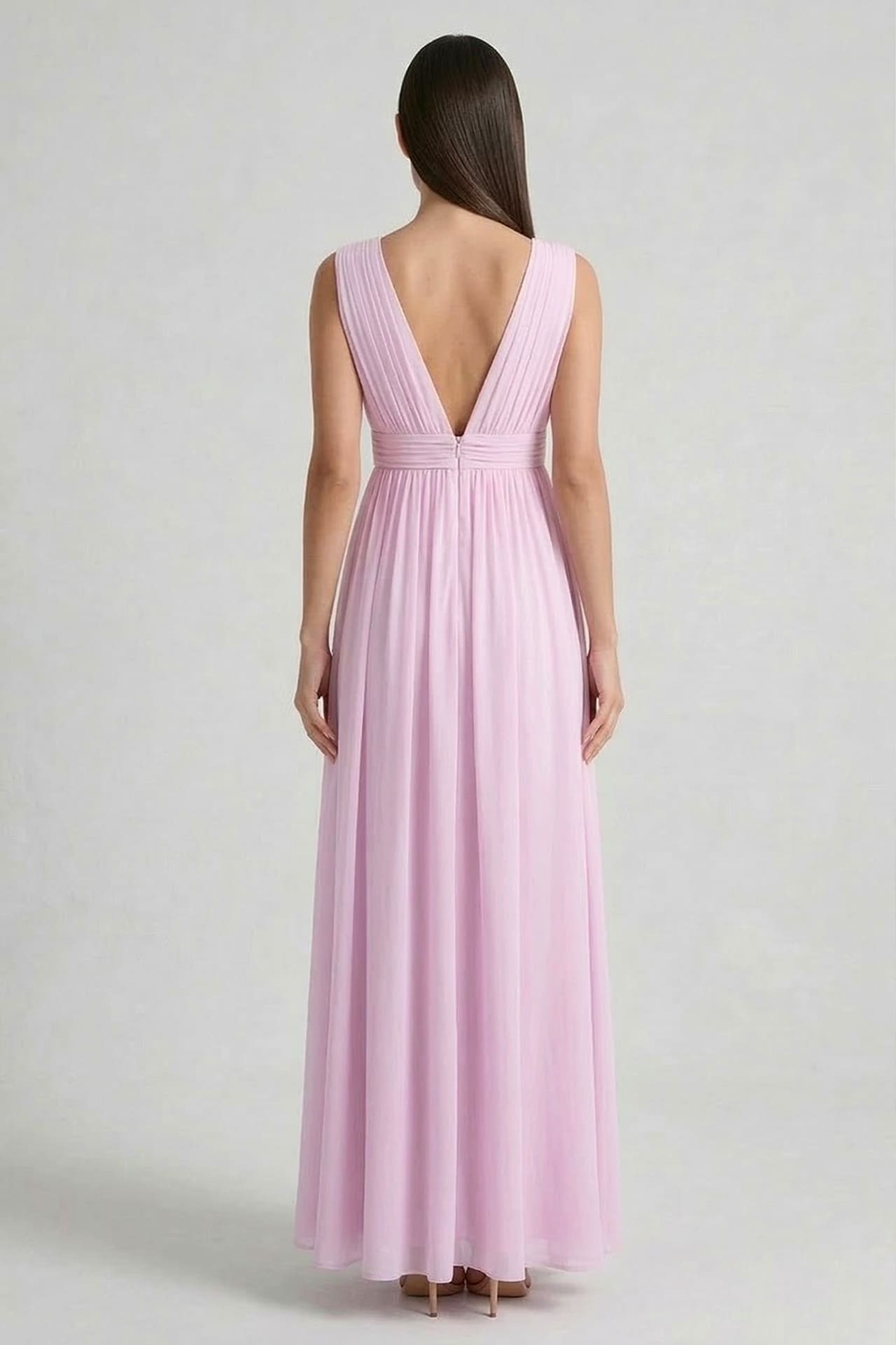 S / With Slit Candy Pink V-Neck Bridesmaid Dress – Bright Elegant Maxi Gown