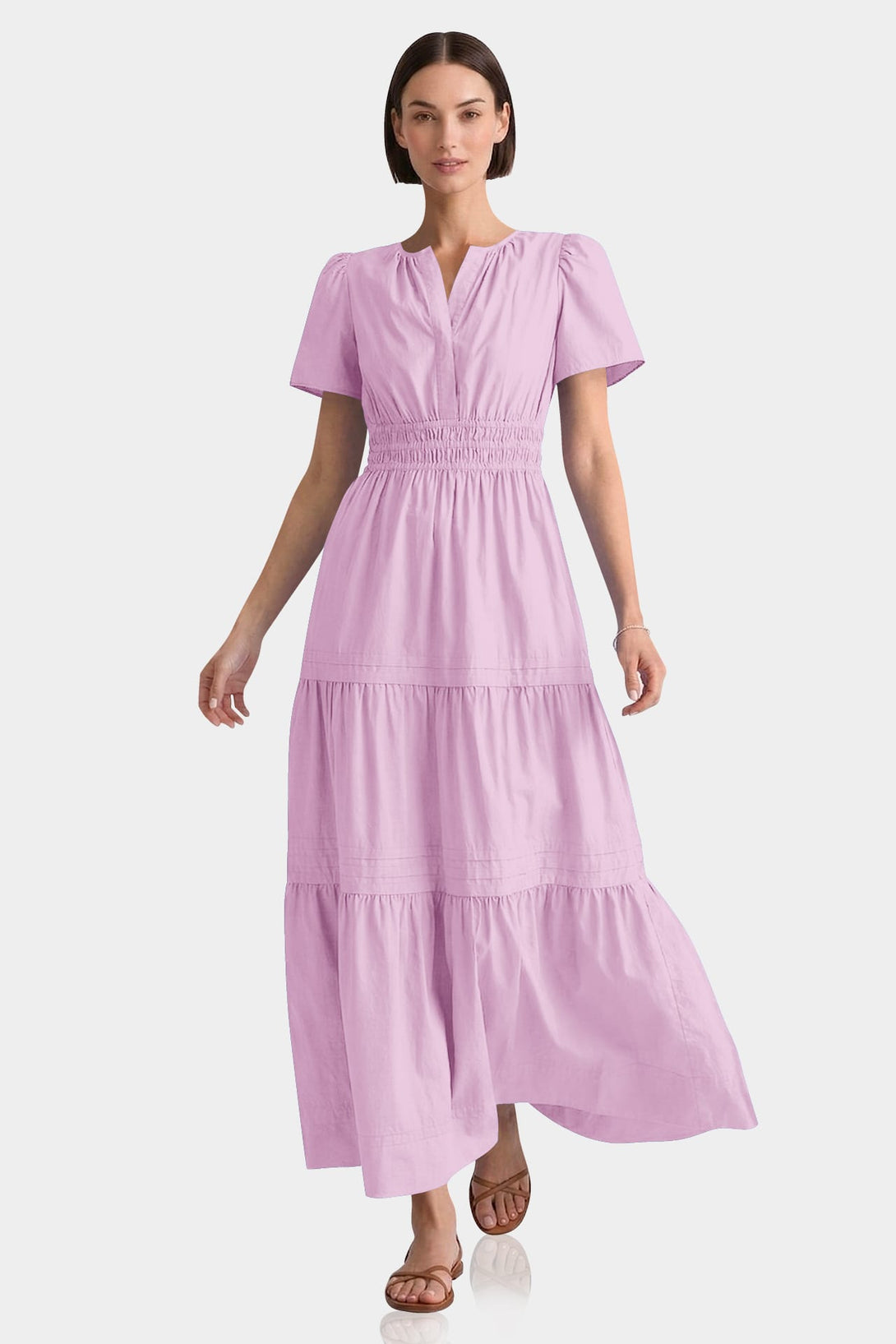 Candy Pink Smocked Waist Cotton Maxi Dress
