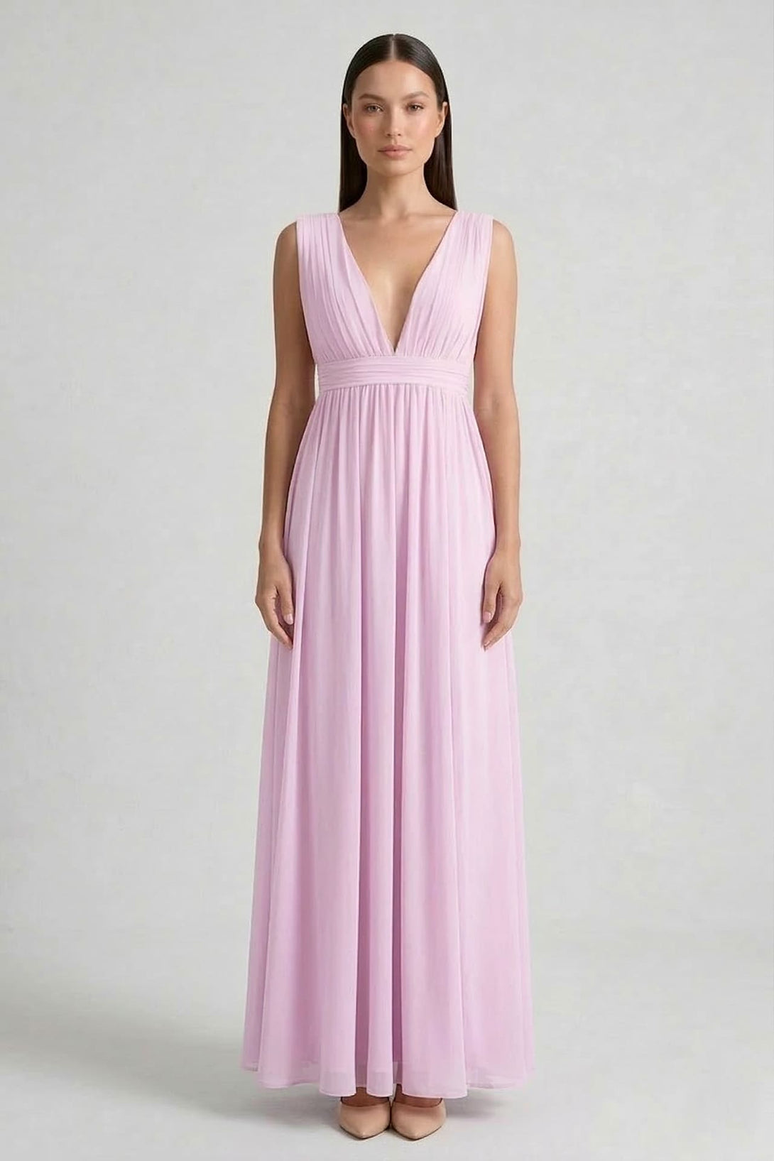 S / With Slit Candy Pink V-Neck Bridesmaid Dress – Bright Elegant Maxi Gown S / With Slit Candy Pink V-Neck Bridesmaid Dress – Bright Elegant Maxi Gown