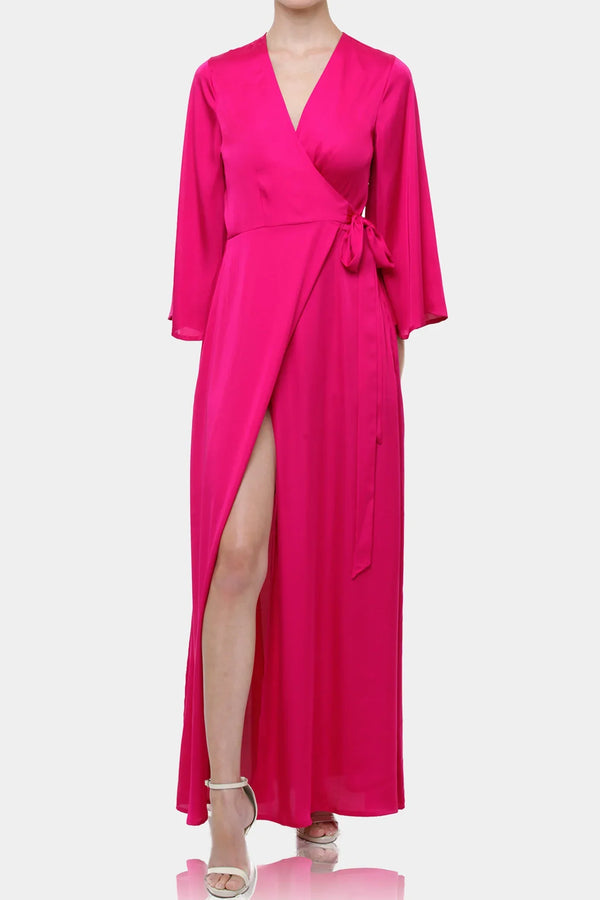 chinese dress ladies Candy Pink Bridesmaid Wrap Dress