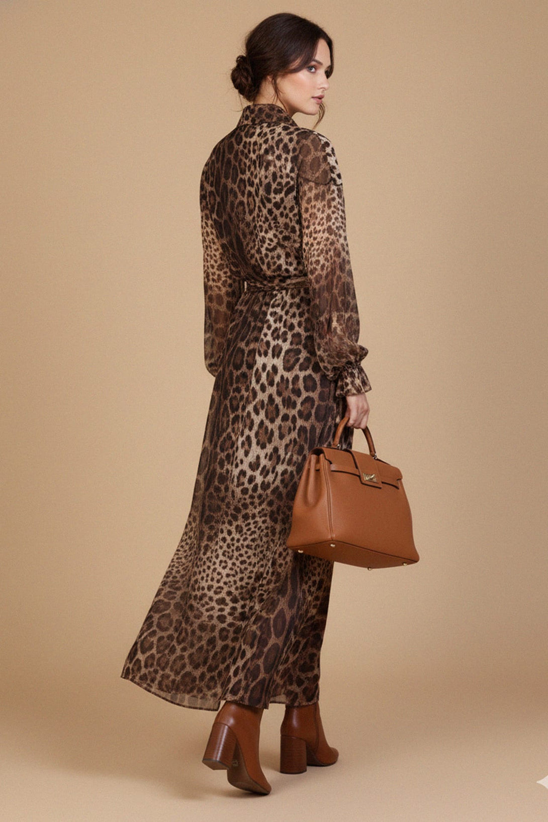 luxurious leopard print double-breasted trench, Shahida,
