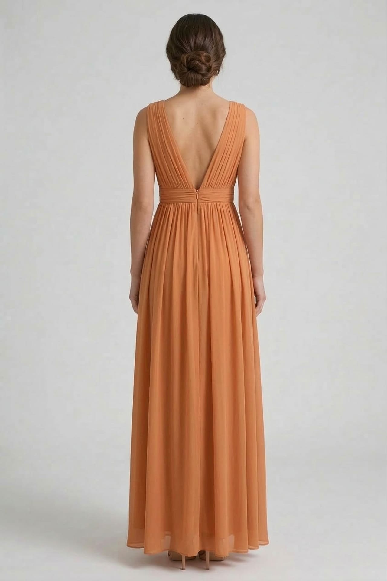 S / With Slit Cinnamon Heaven V-Neck Bridesmaid Dress Warm Rustic Maxi Gown S / With Slit Cinnamon Heaven V-Neck Bridesmaid Dress Warm Rustic Maxi Gown