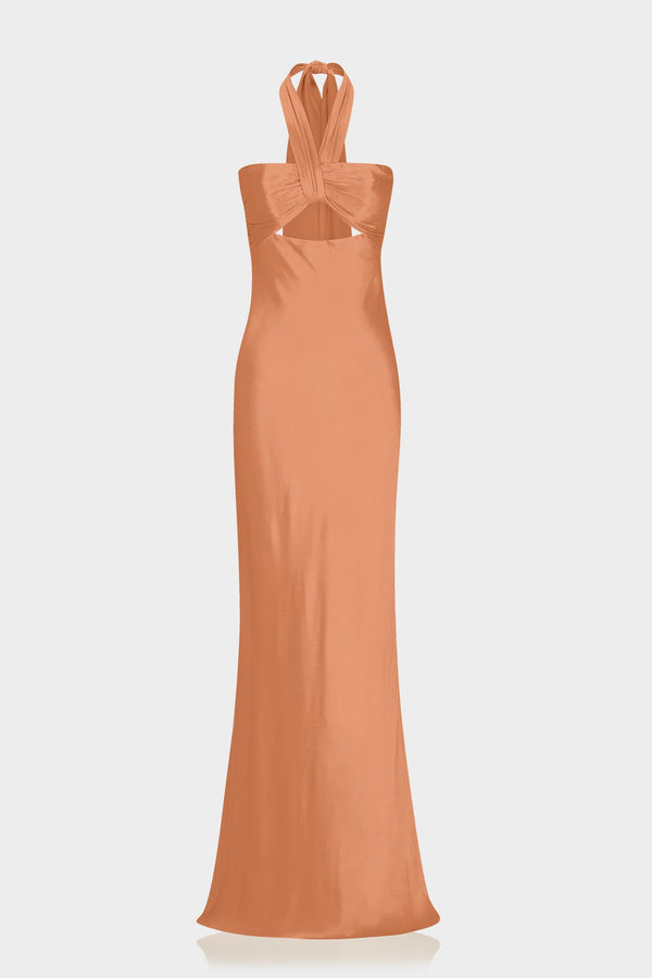 Butterscotch Satin Bridesmaid Dress