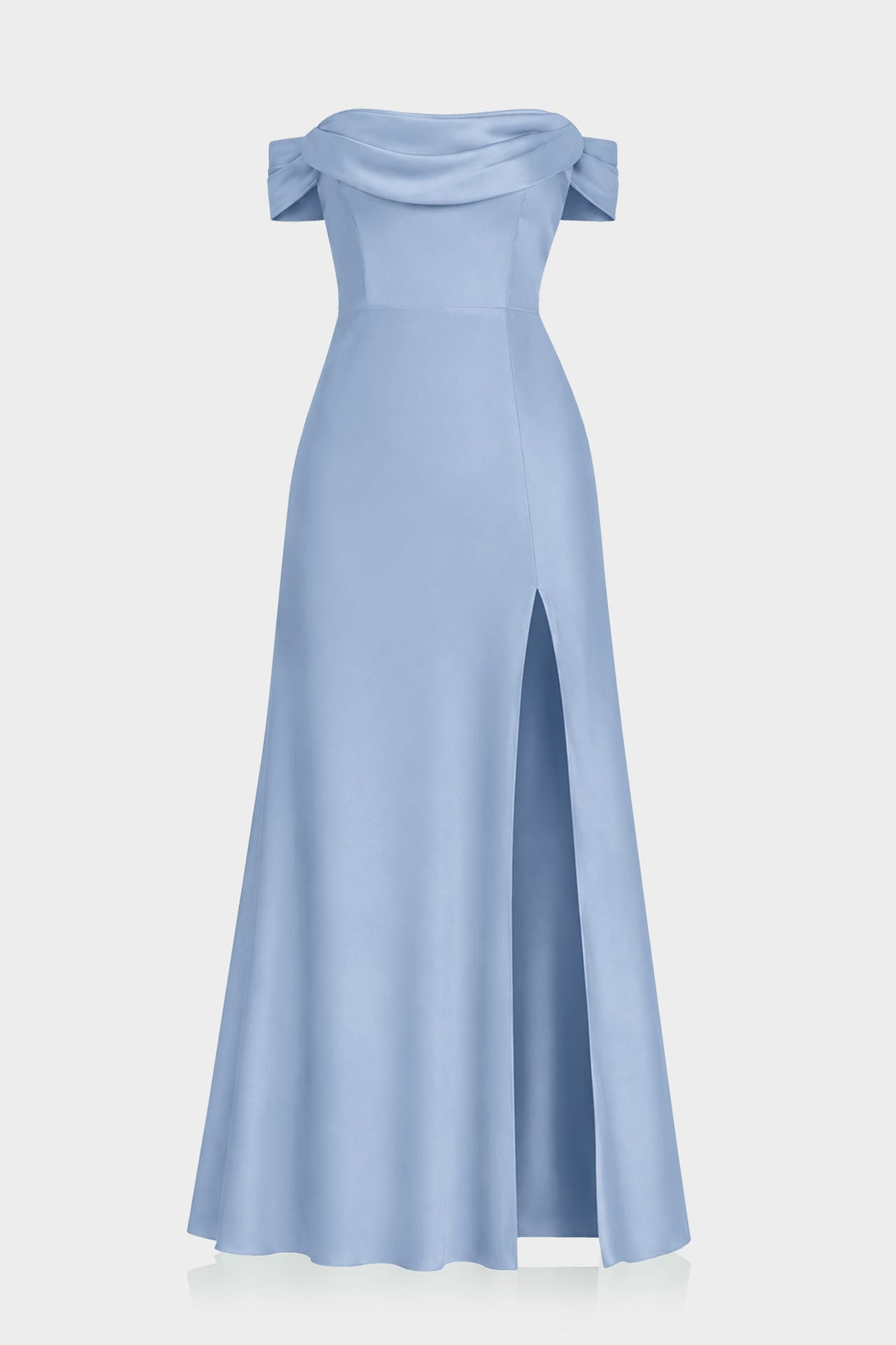 S Convertible Off Shoulder Steel Blue Bridesmaid Maxi Dress – Resort Wedding Dress