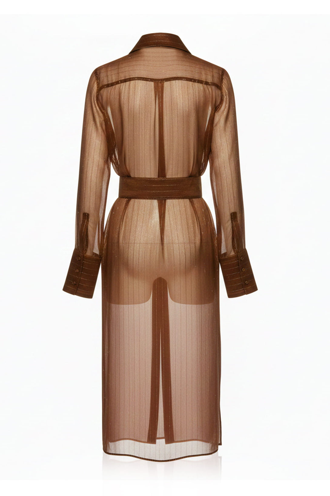 chinese dress ladies Sheer Panelled Long Sleeve Mini Dress in Brown main image 1