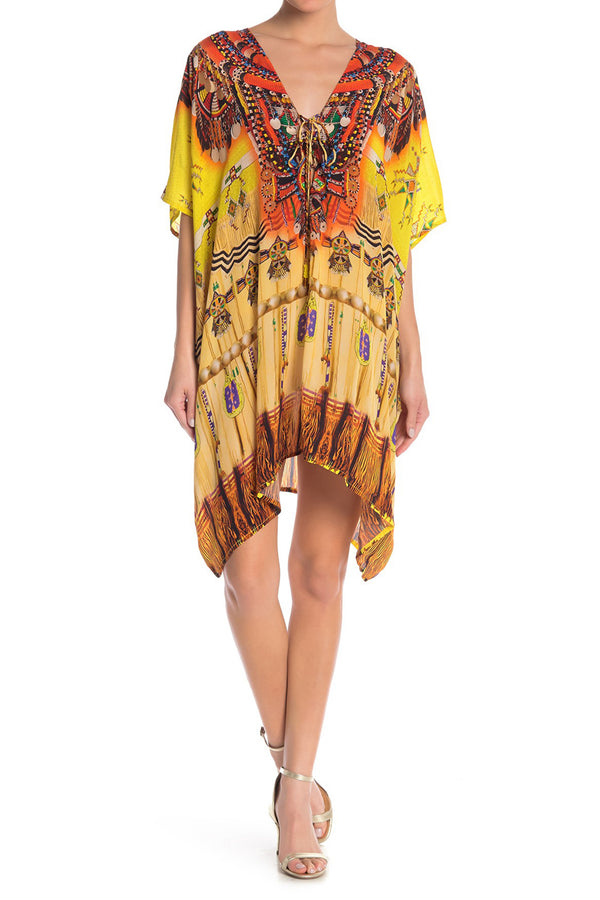 Printed Kaftan Tunic Dress