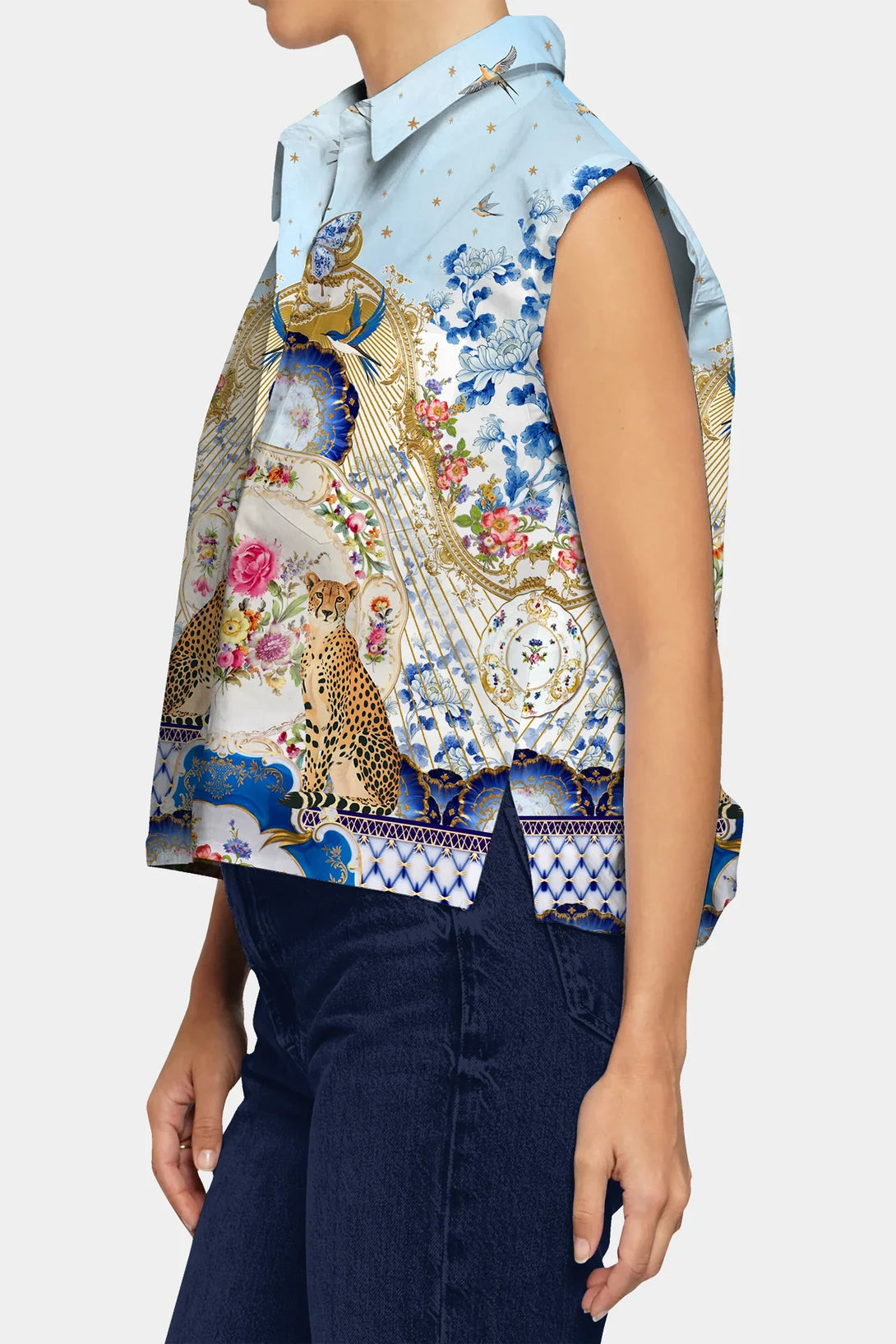 womens designer shirts,
blue shirt, Shahida Parides,
formal shirts for women,