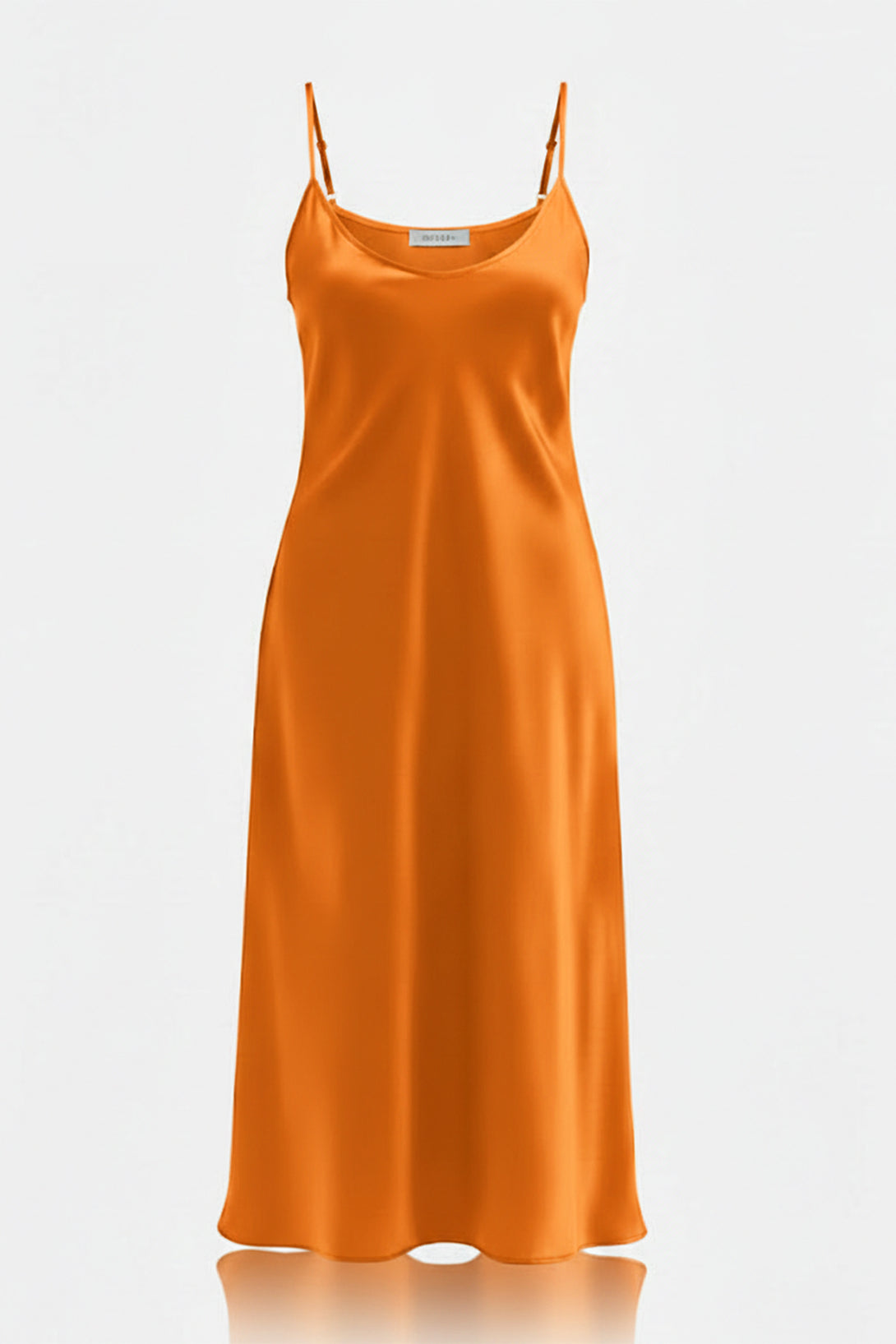 satin copper dress S Copper Bias Cut Satin Evening Wear Dress – Luxury Slip Midi