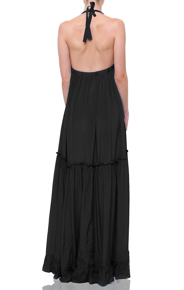  black summer maxi dress, long summer dresses for women, plunge neck cocktail dress,