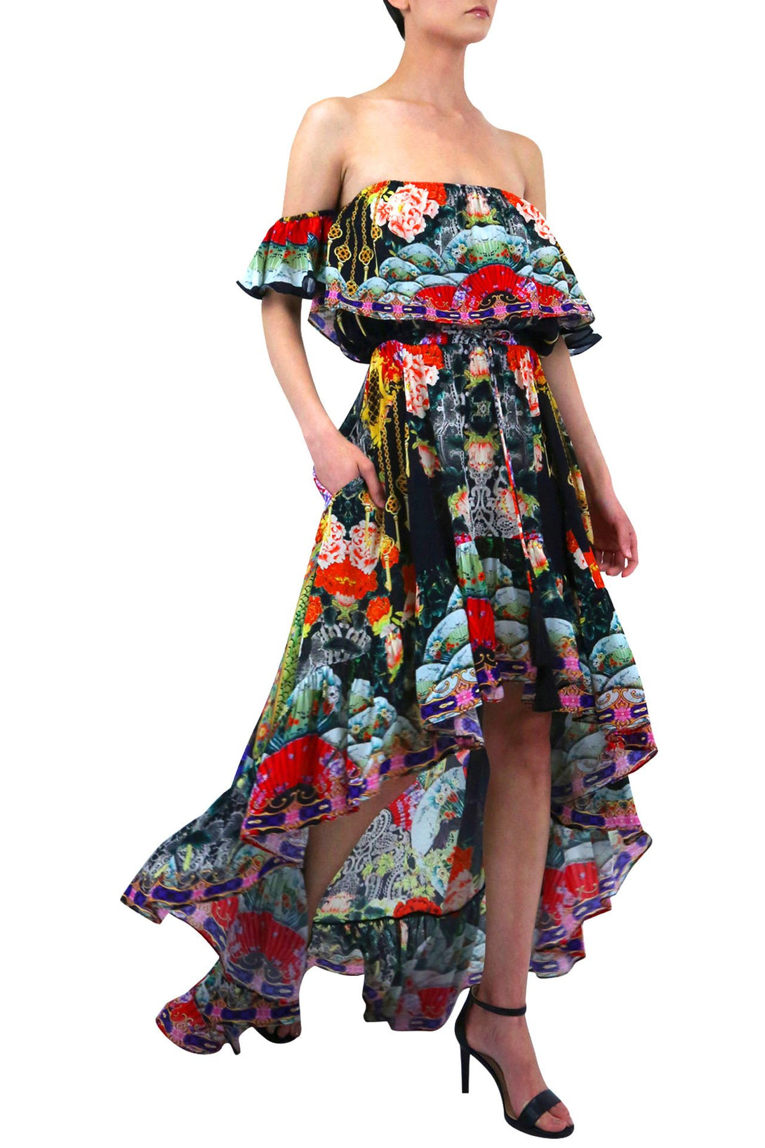  black silk maxi dress, long summer dresses for women, Shahida Parides, asymmetrical dress formal,