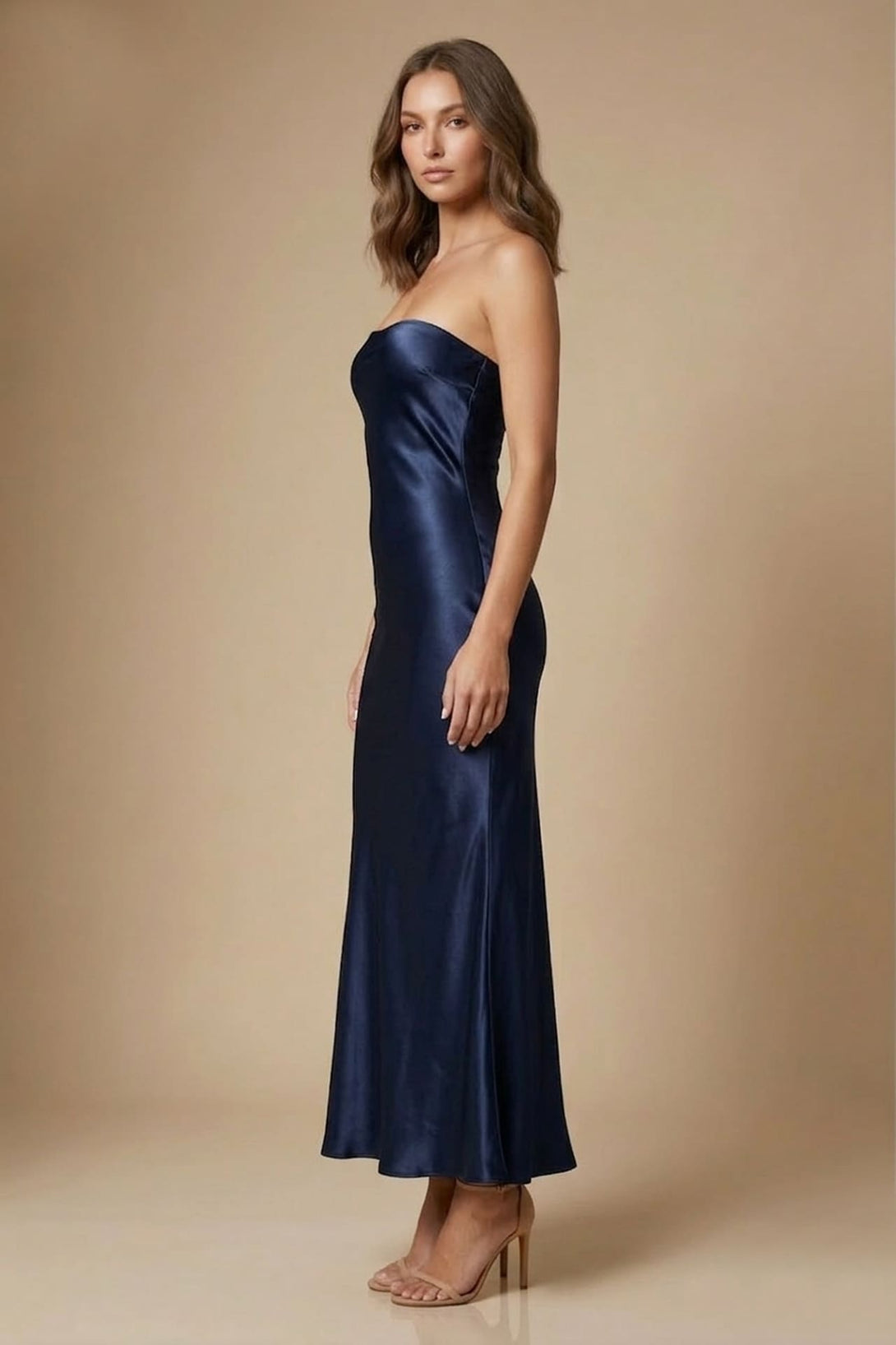 Designer Navy Strapless Dress