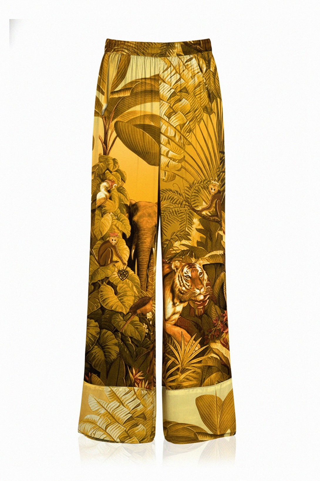 mustard yellow women's dress pants Printed Pants|Straight Leg Pants| Silk Pants|Designer Pants For Women @Kyle X Shahida S