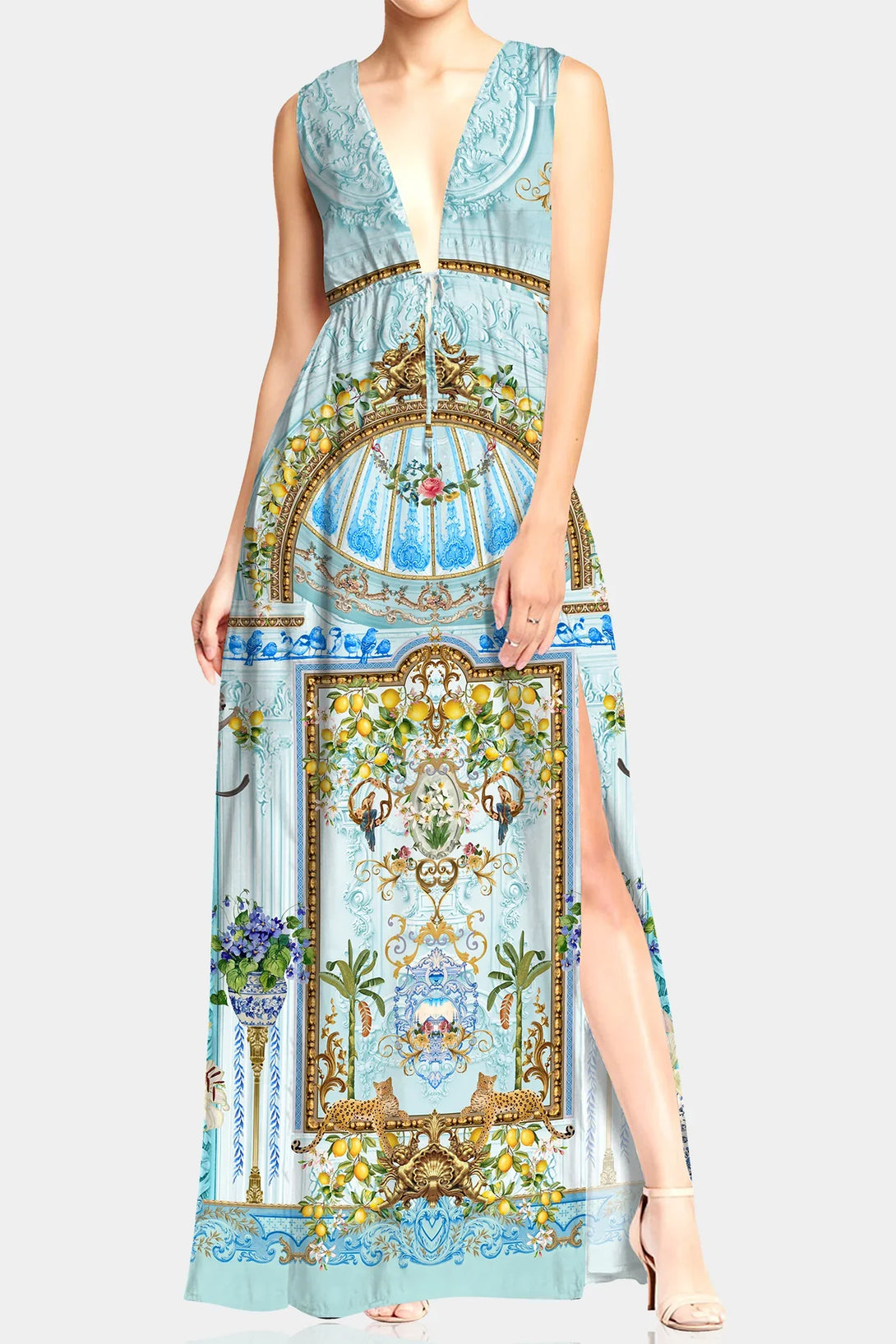 Designer Deep Plunge V Neck Dress - Shahida Parides Designer Deep Plunge V Neck Dress - Shahida Parides
