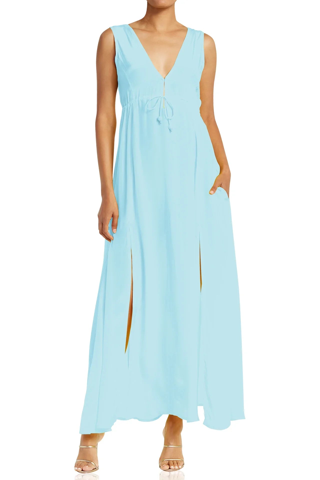 Designer Deep Plunge Neckline Dress