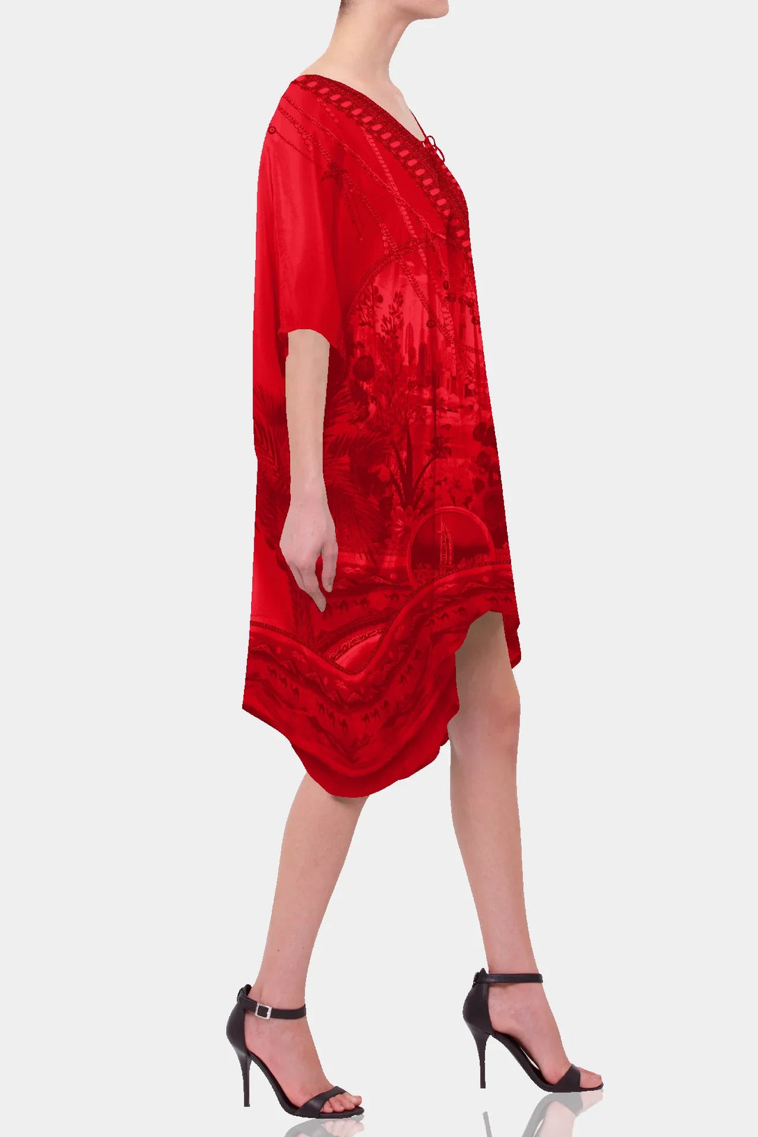 Designer caftan dresses silk kaftan dress Shahida Parides kaftan dress for women red caftan dress