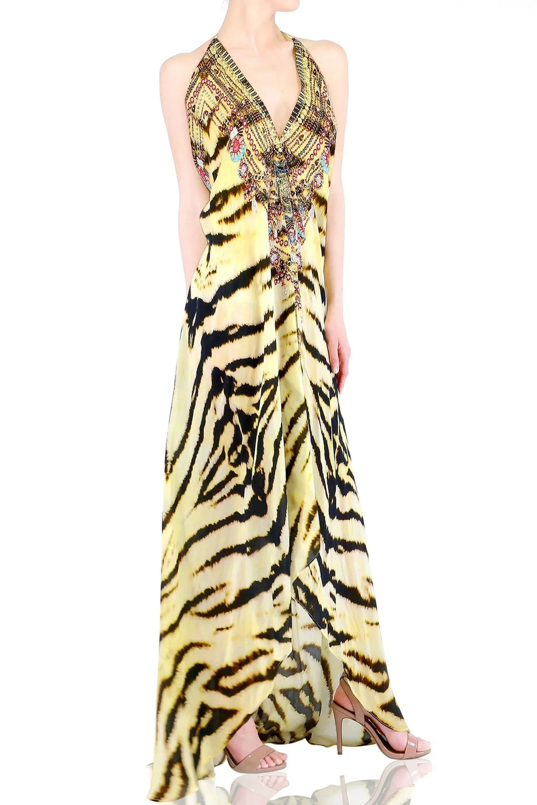 Designer Yellow Flowy Maxi Dress | Beach Maxi Dress | Shahida Parides Designer Yellow Flowy Maxi Dress | Beach Maxi Dress | Shahida Parides