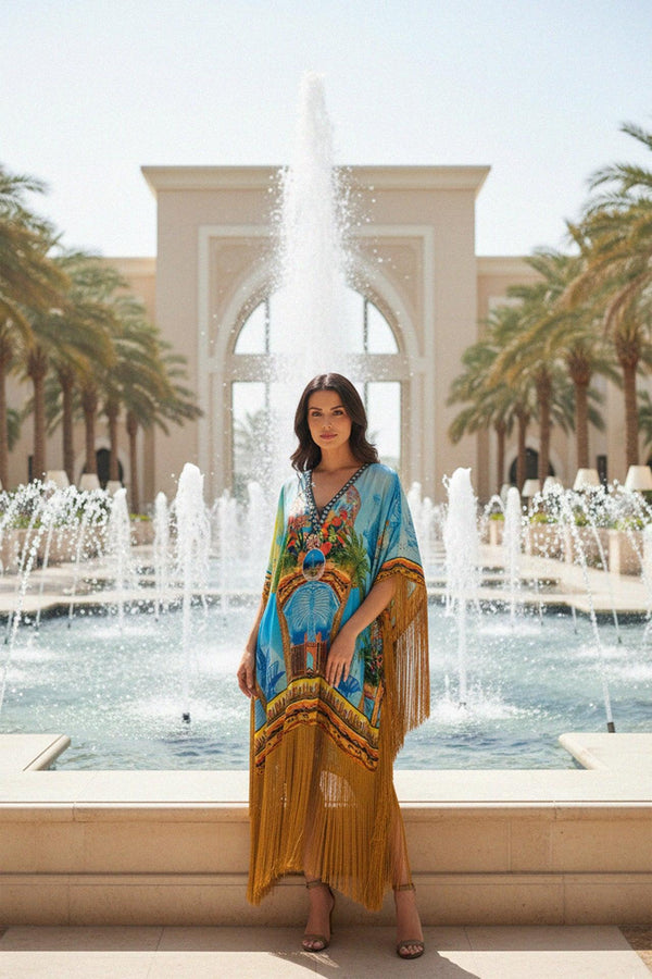 Short Kaftan Dress in Blue