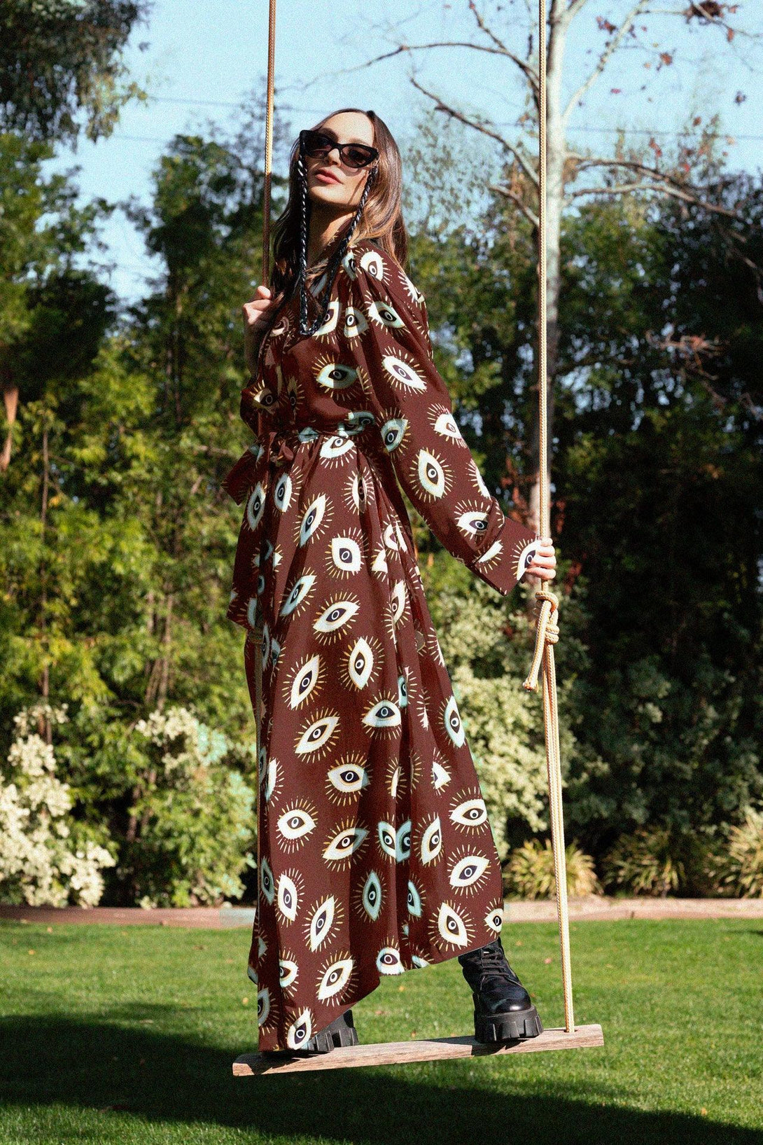 evil eye maxi dress Evil Eye Maxi Dress, Mystical Floral Slip Dress, Folk Art Boho Sundress
