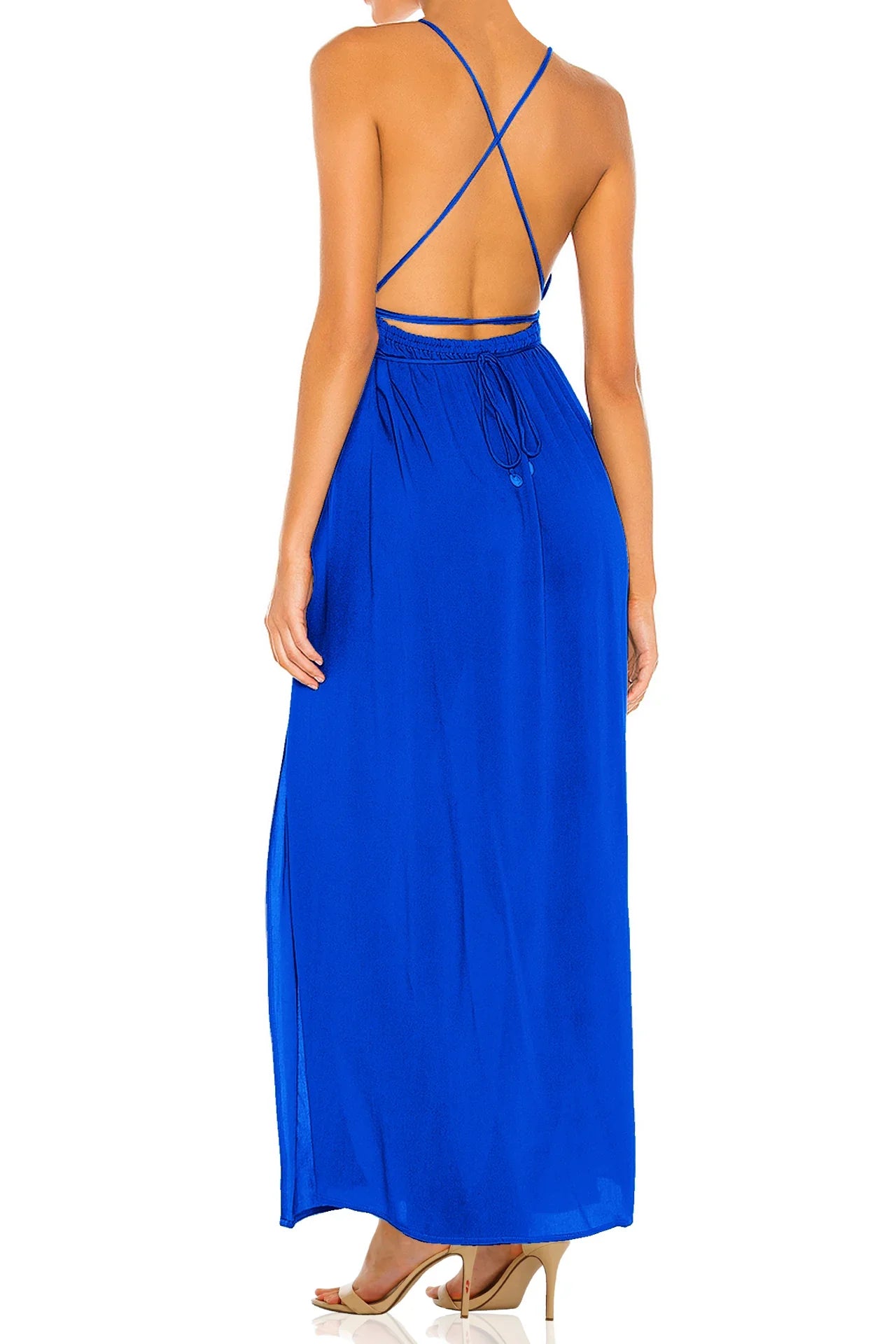 Women Blue Chic Cut Out Dress