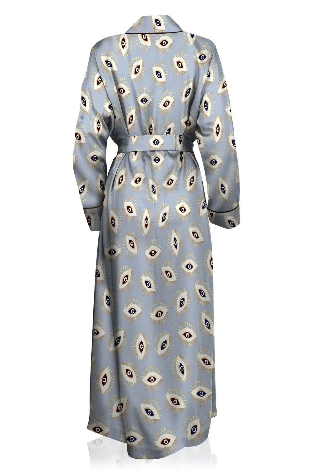 kyle-x-shahida, evil eye robe, designer kimono, luxury womenswear, silk long robe, statement outfit