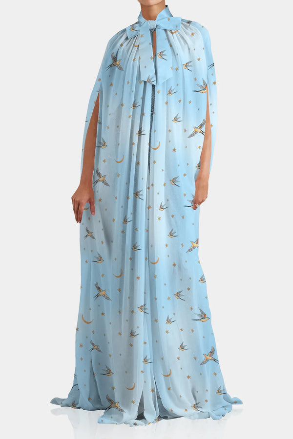 Light Blue Dress With Cape