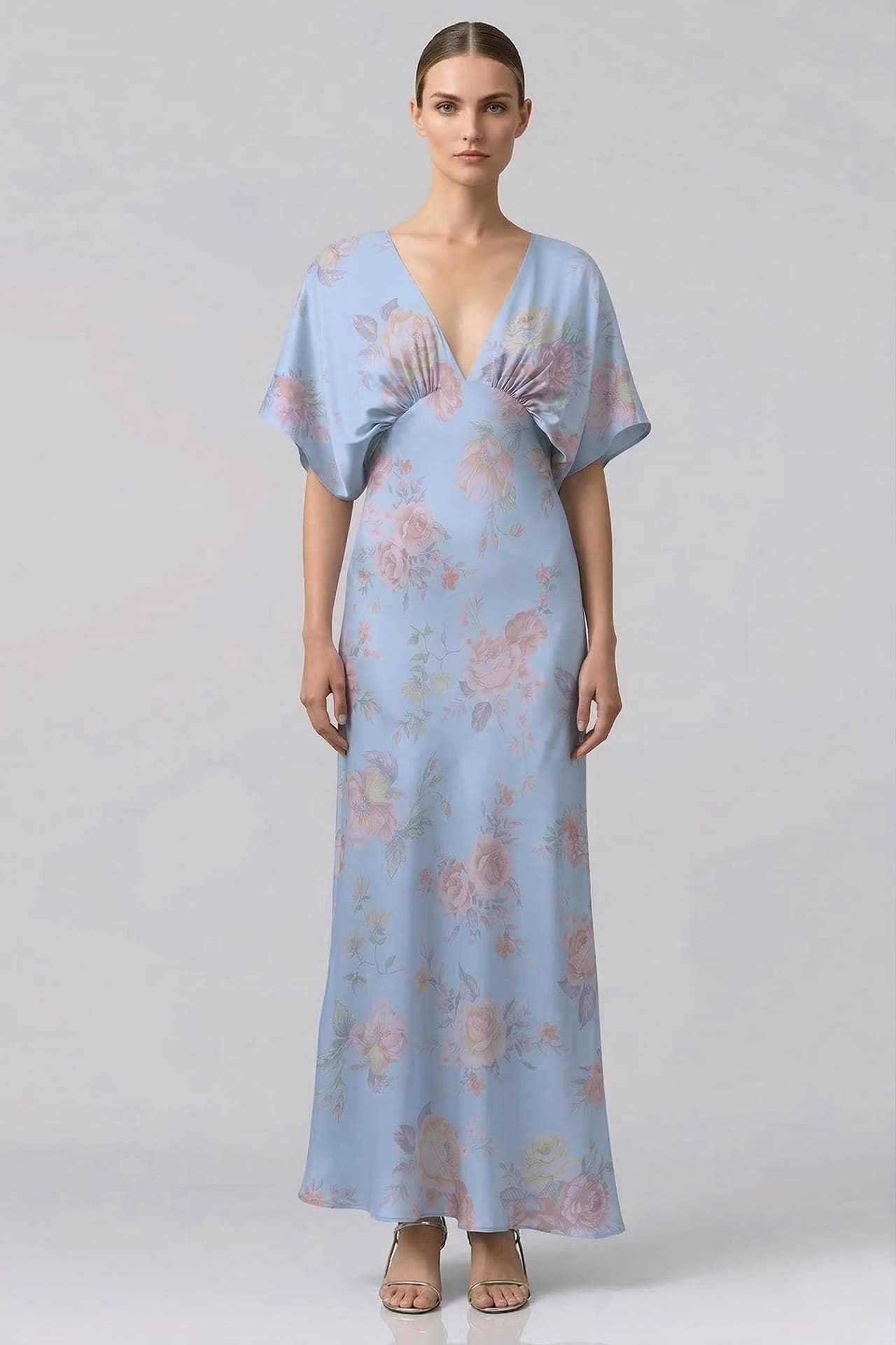 Shasi Dusty Blue Floral Satin Bridesmaid Dress | Beach Gown |Shahida Shahida Parides Shasi Dusty Blue Floral Satin Bridesmaid Dress | Beach Gown |Shahida Shahida Parides