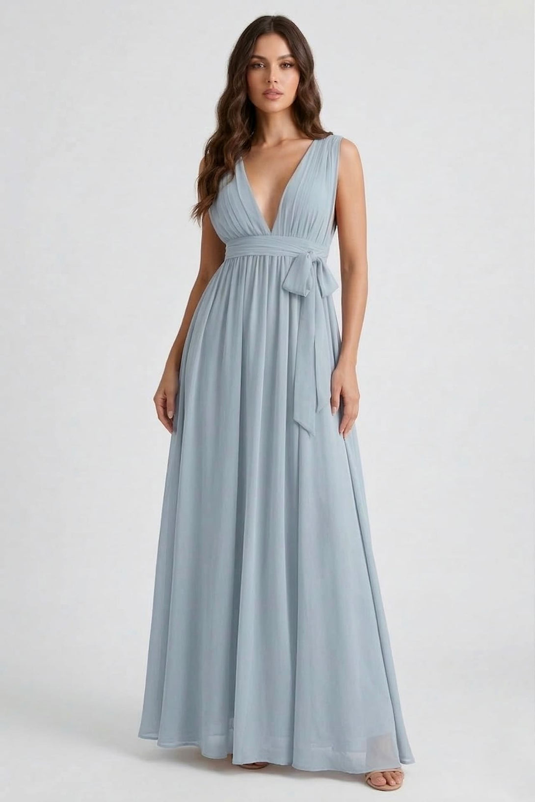 Dusty Blue Chiffon Maxi Dress | Shahsi Heaven Hue