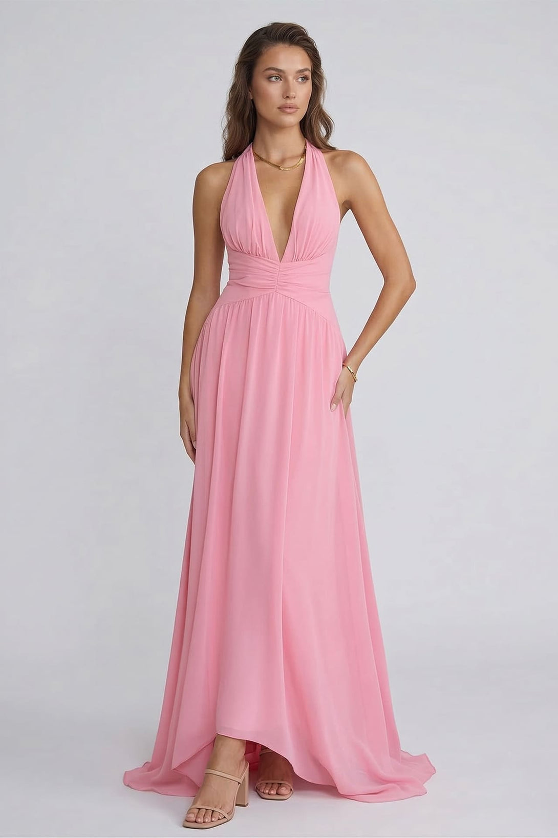 dusty pink chiffon bridesmaid dresses Azazie Bondi