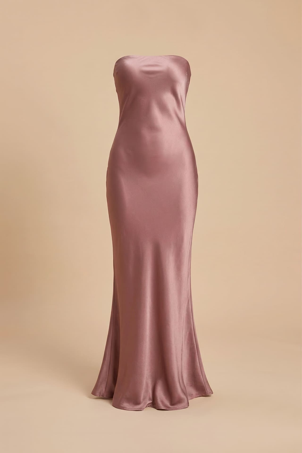 dusty rose midi bridesmaid dresses Dusty Rose Strapless Satin Dress for Weddings – Shahida Parides