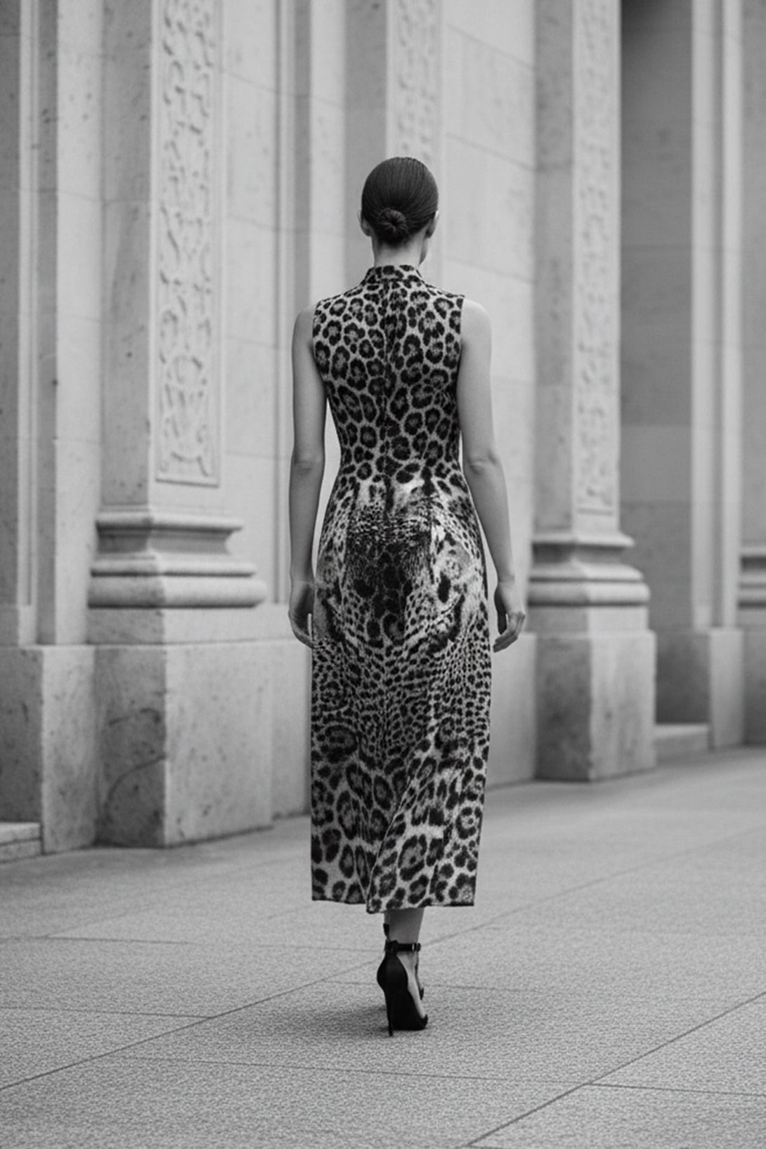 chic collared animal print dress for formal events, Shahida,