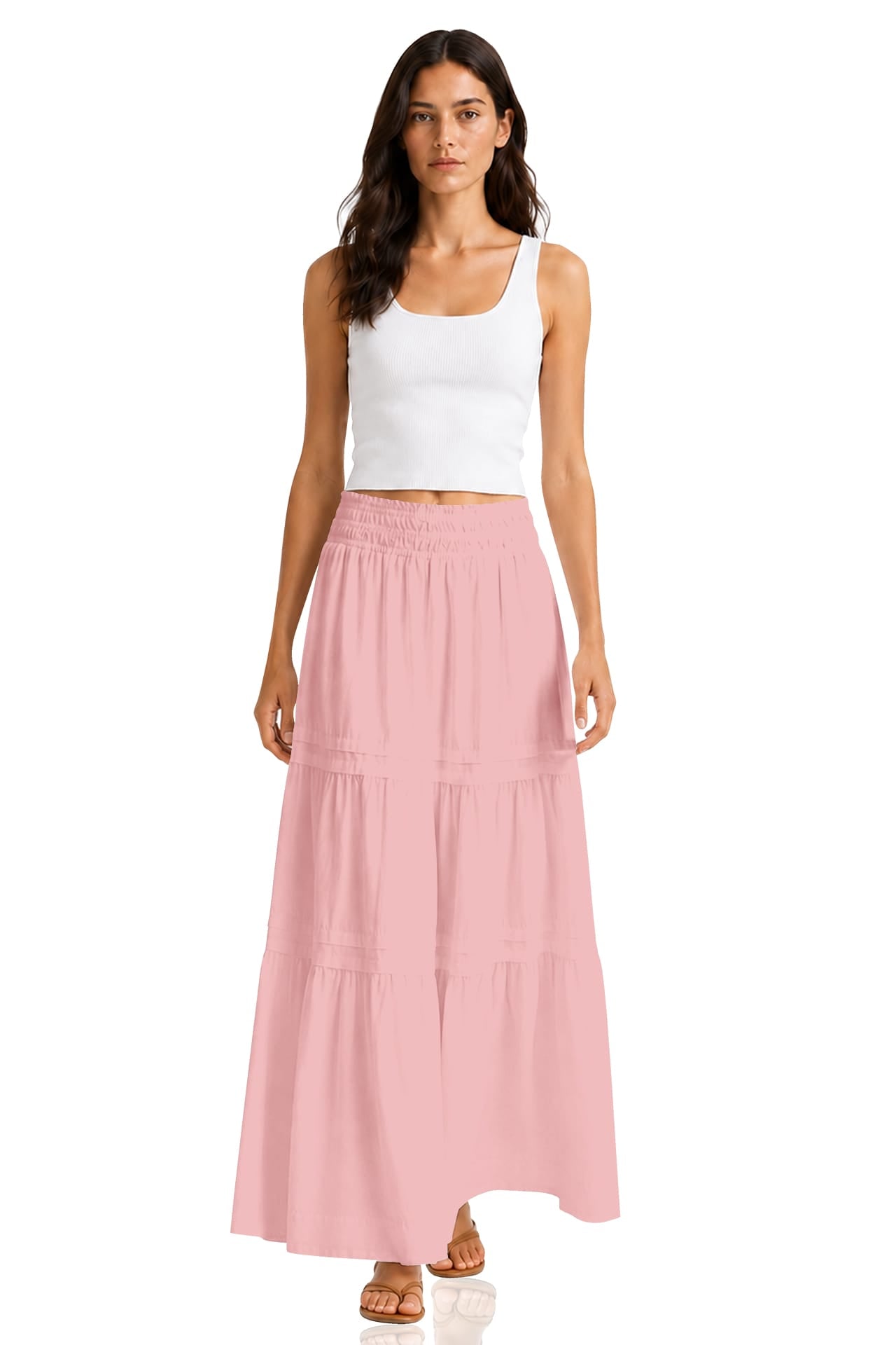 Breathable Cotton Maxi Skirt in Dusty Rose for Women – Shahida Parides