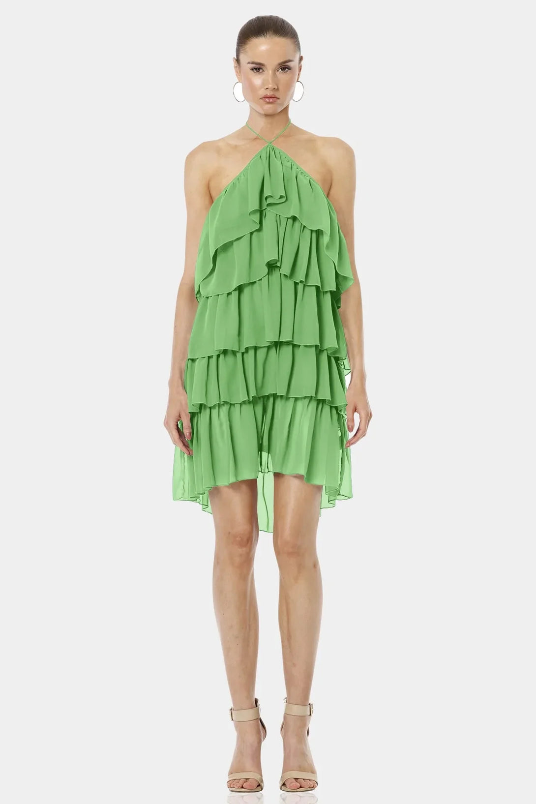 designer green mini dress Self-Portrait - Green Satin Flower Mini Dress