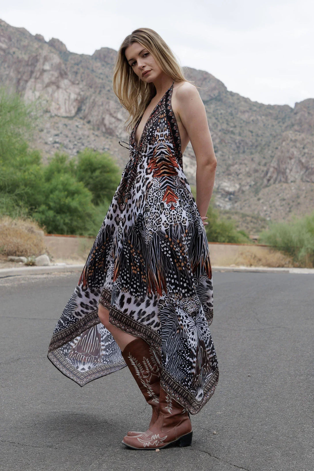 Shahida Parides - Long Maxi Dress | Animal Print Dress | Scarf Dress Shahida Parides - Long Maxi Dress | Animal Print Dress | Scarf Dress