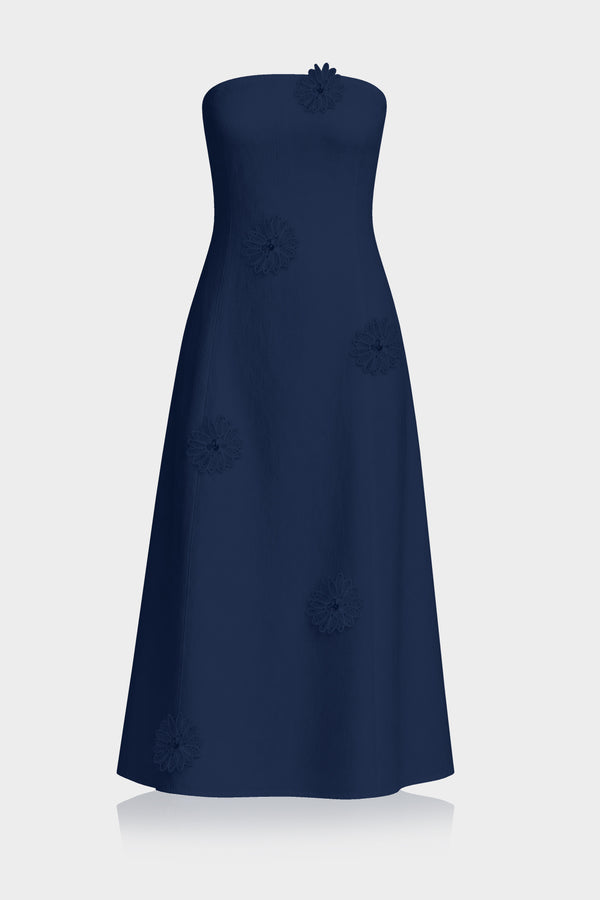 Midnight Blue Resort Midi Dress with Pockets