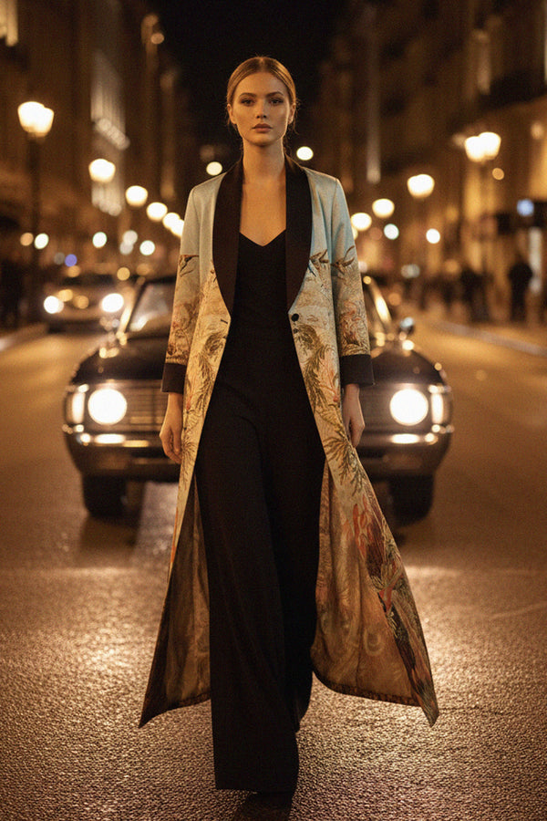 city chic, statement robe, fashion glamour, modern outfit, shahida-kyle-richards, long coat, stylish look