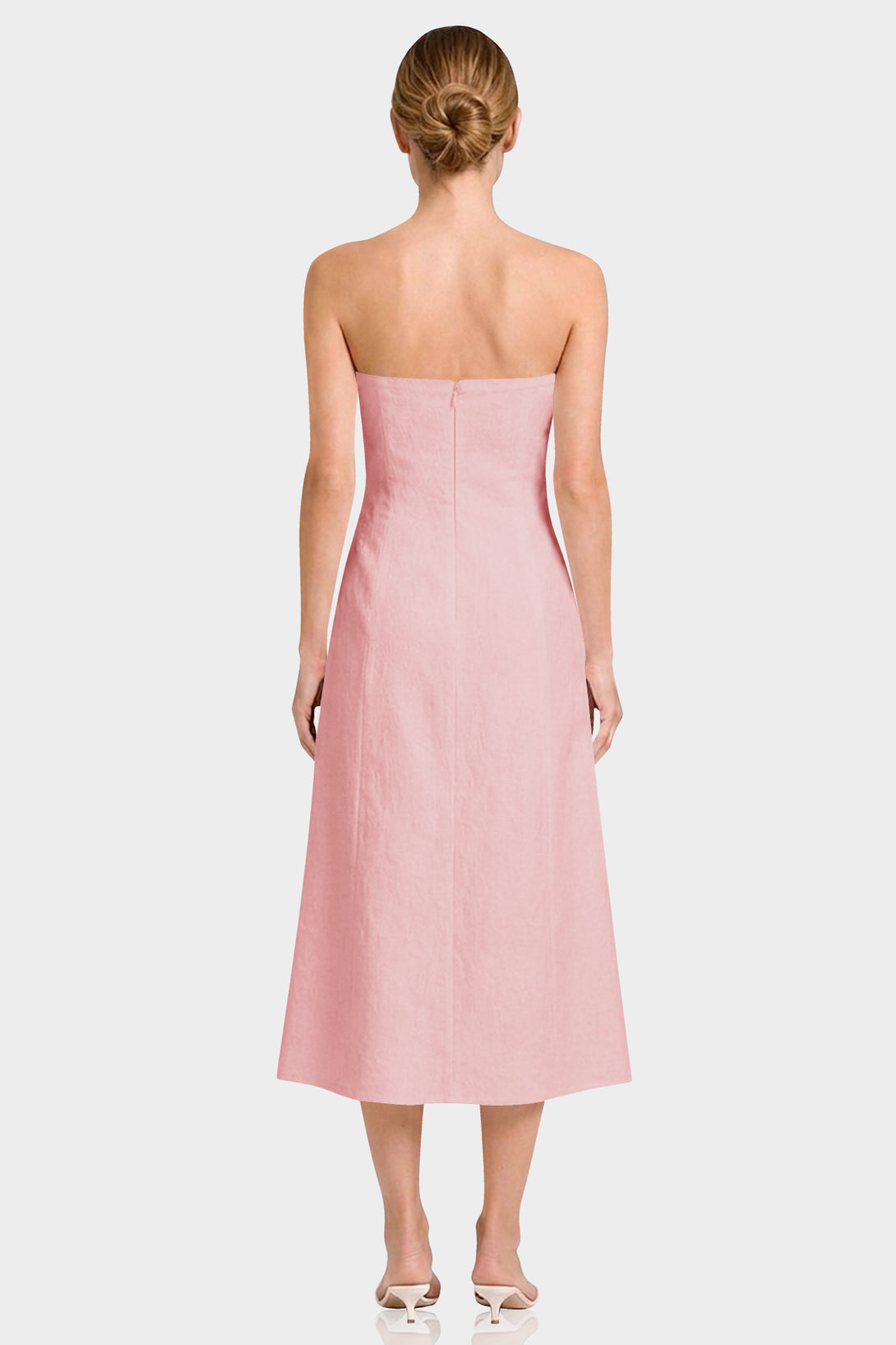 elegant pink midi dress Pink Classy midi dress with open neckline XL / 10 / Pink
