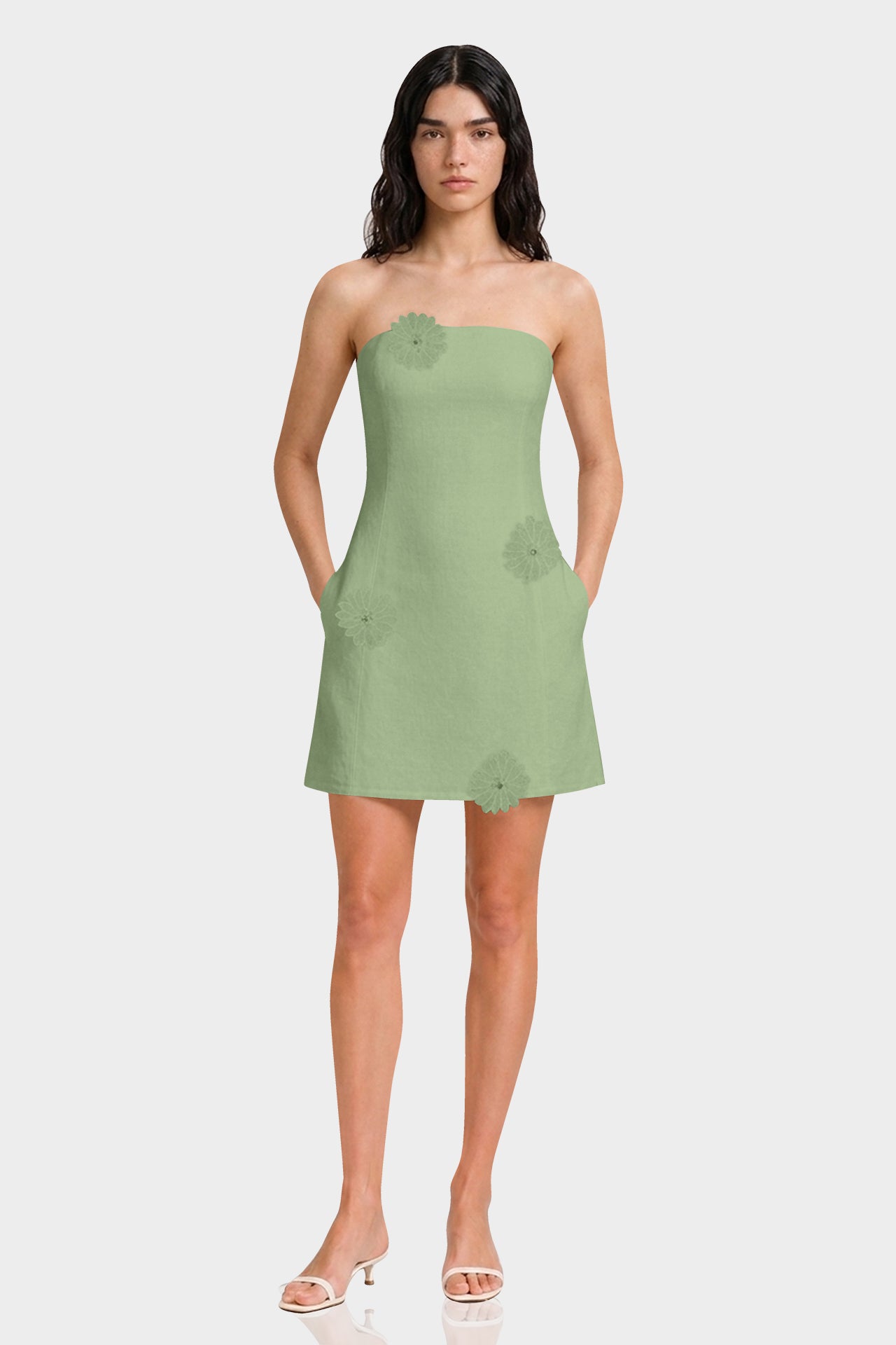 sage green beach dress Sage Green Resort Mini Dress with Pockets
