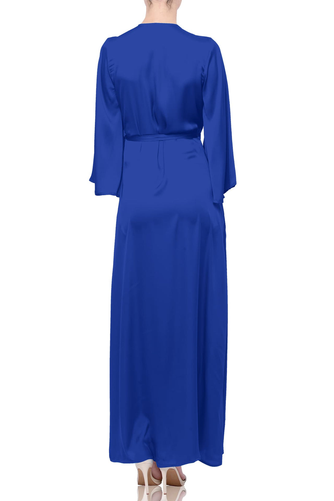 S Sapphire Blue Long Sleeve Floor Length Bridesmaid Dress