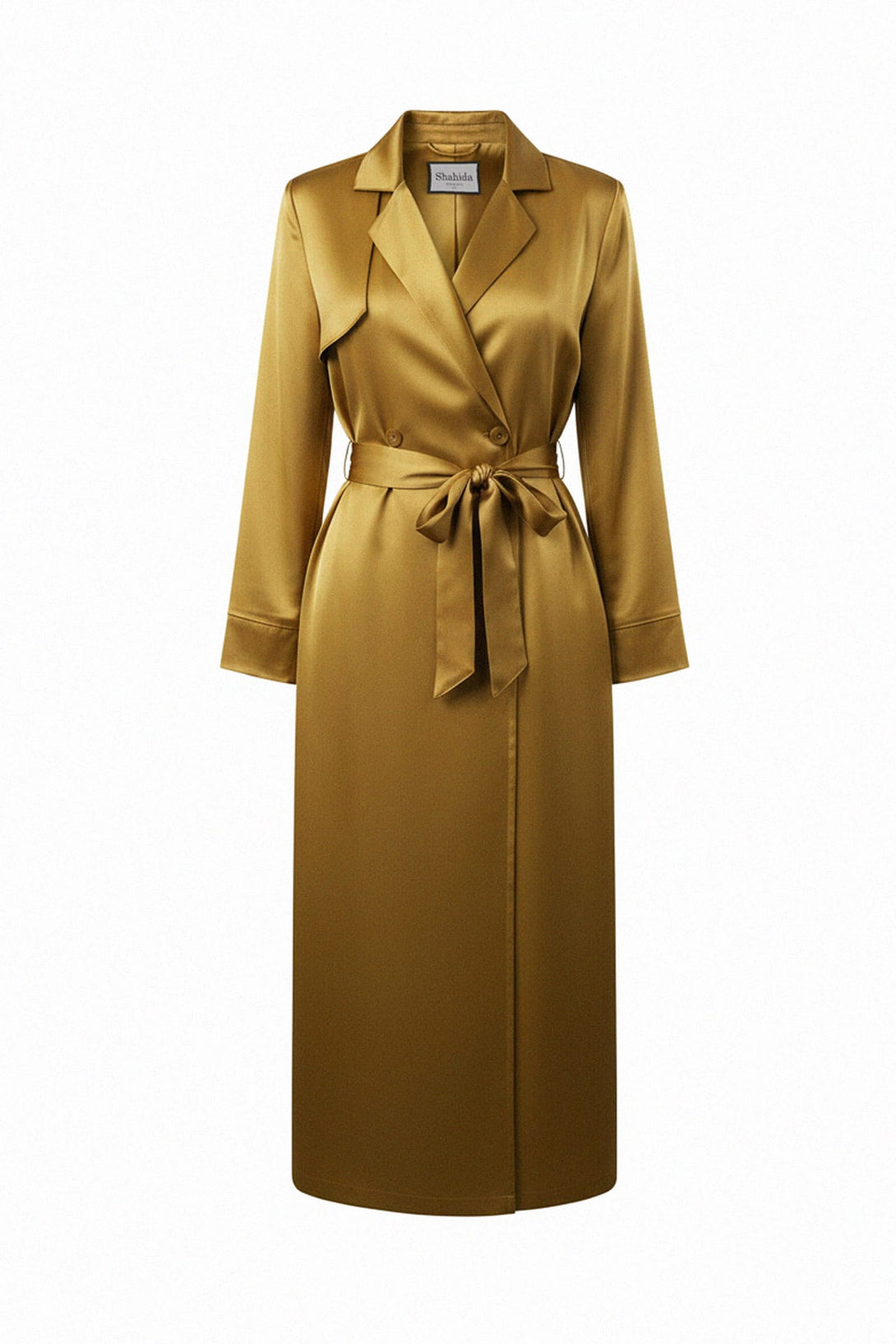 satin coat,
long satin coat,
women’s satin coat,
Shahida Parides,