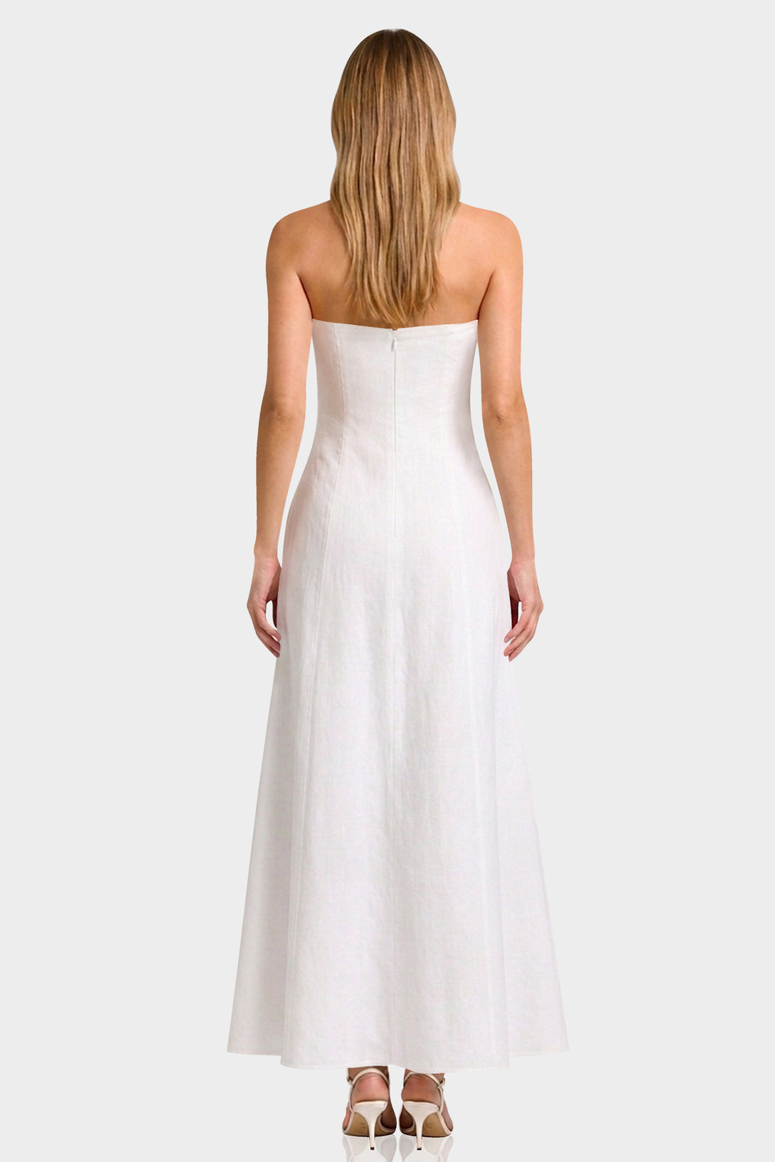 handcrafted white maxi dress Beaded Long-Sleeve Ivory White Gown with Sheer Illusion Bodice