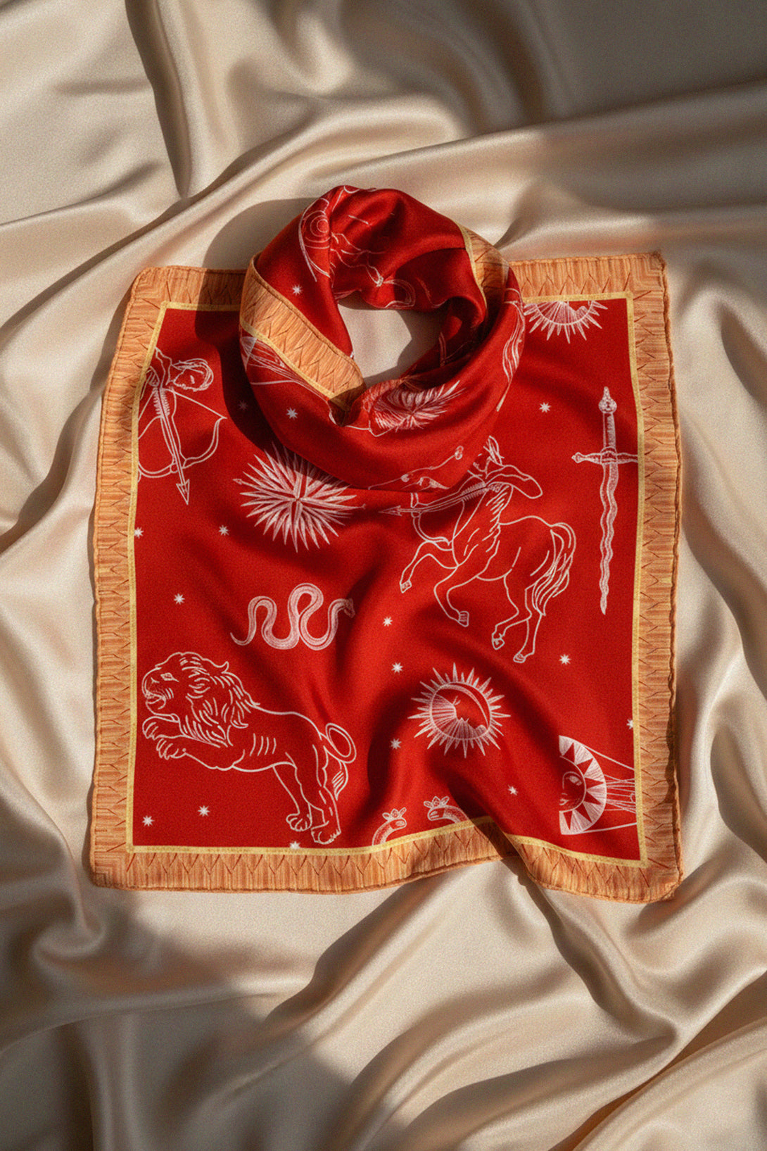 fashion accessory silk, horoscope print wrap, premium fashion scarf, luxe designer scarf, artistic zodiac scarf
