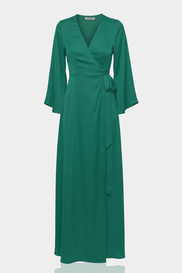 emerald green long sleeve wrap dress Designer | Wrap Dress Imported. Color:Silk Faille Navy long sleeve emerald green prom dress filter_Collection:goodnight-sleep Frankee Dress Pink Gradient