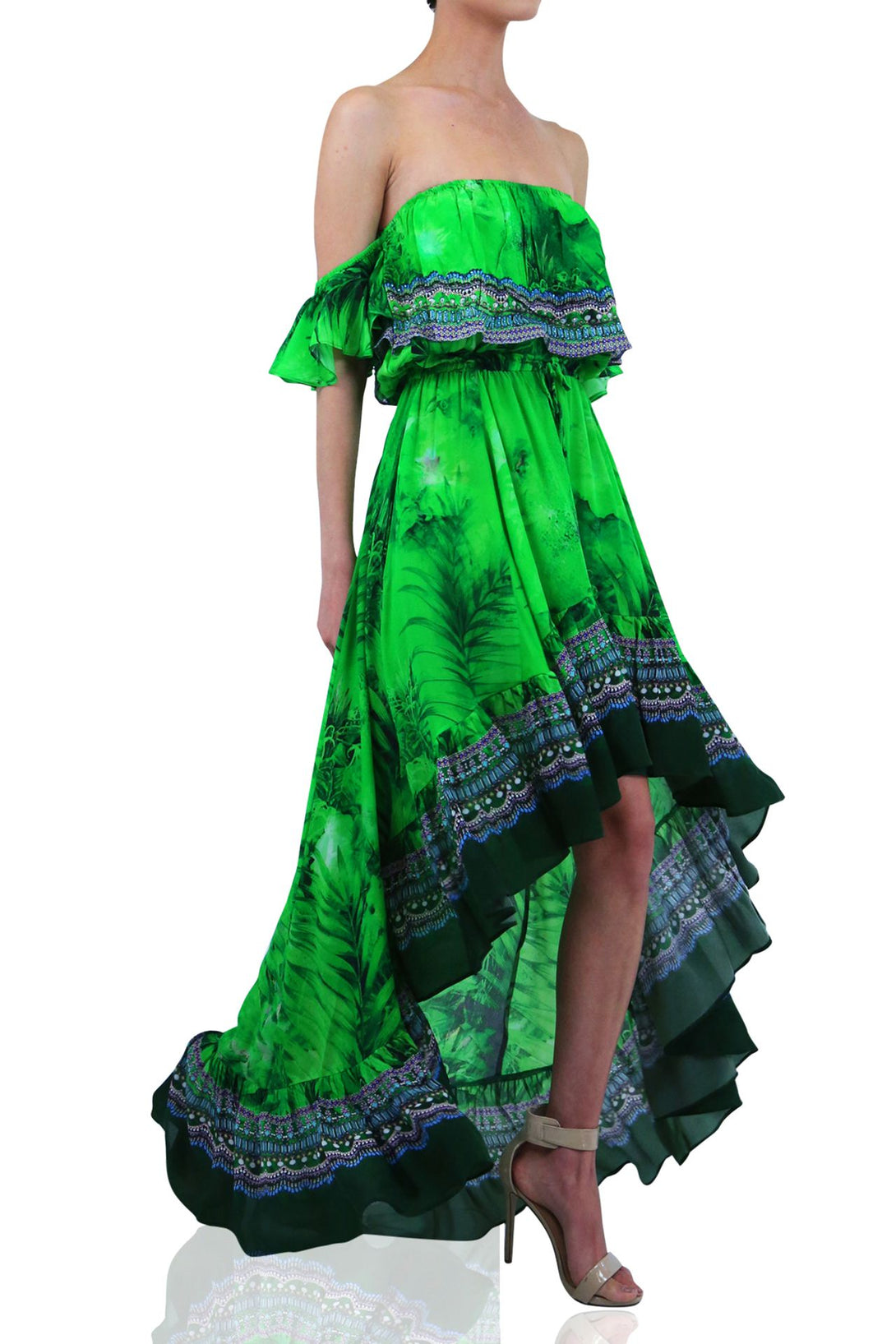  emerald green short dress, high and low cocktail dresses, plunging v neck formal dress, Shahida Parides,