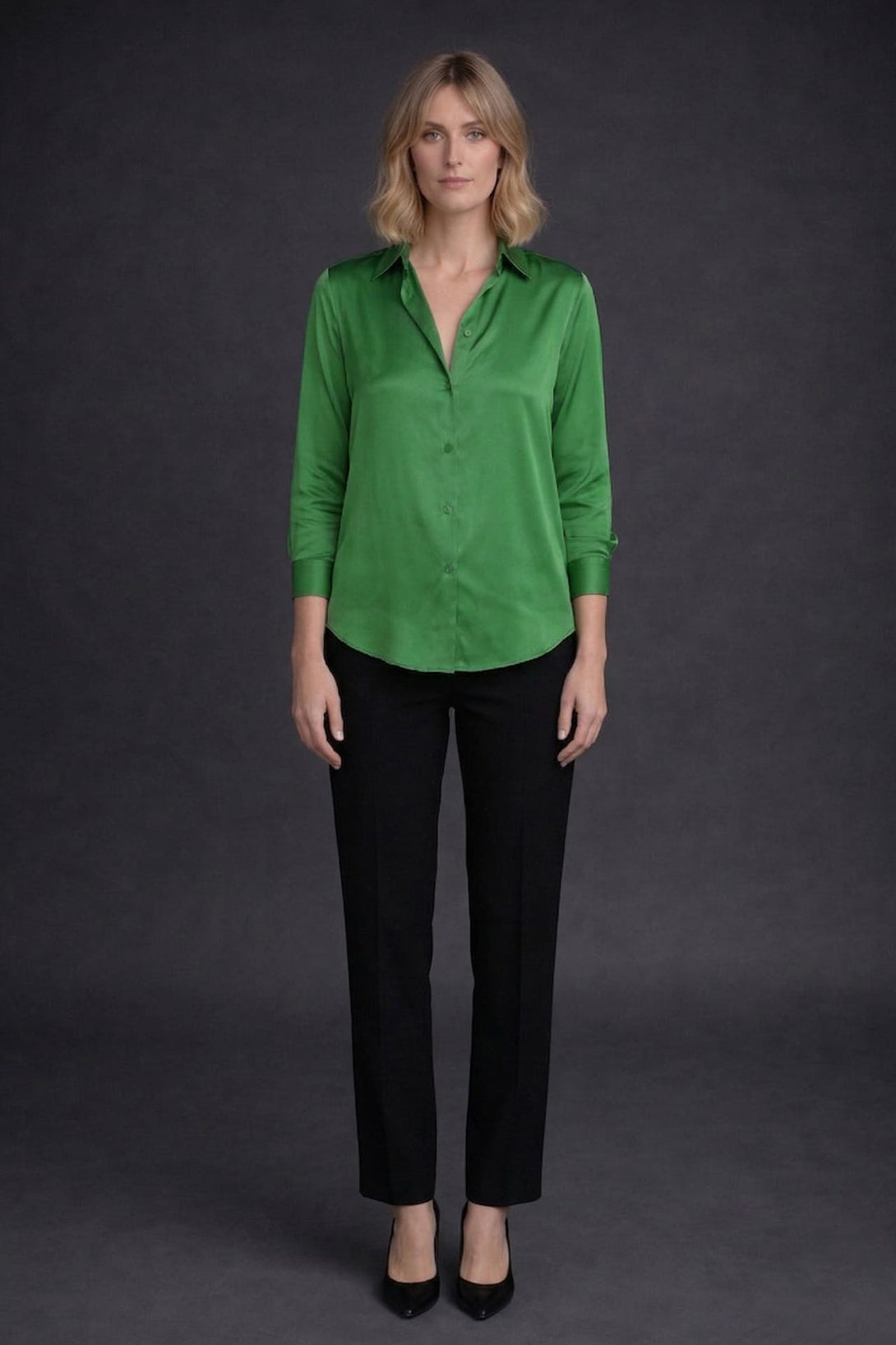 Emerald Green Satin Shirt Women | Luxe Blouse | Shahida  Shahida Parides